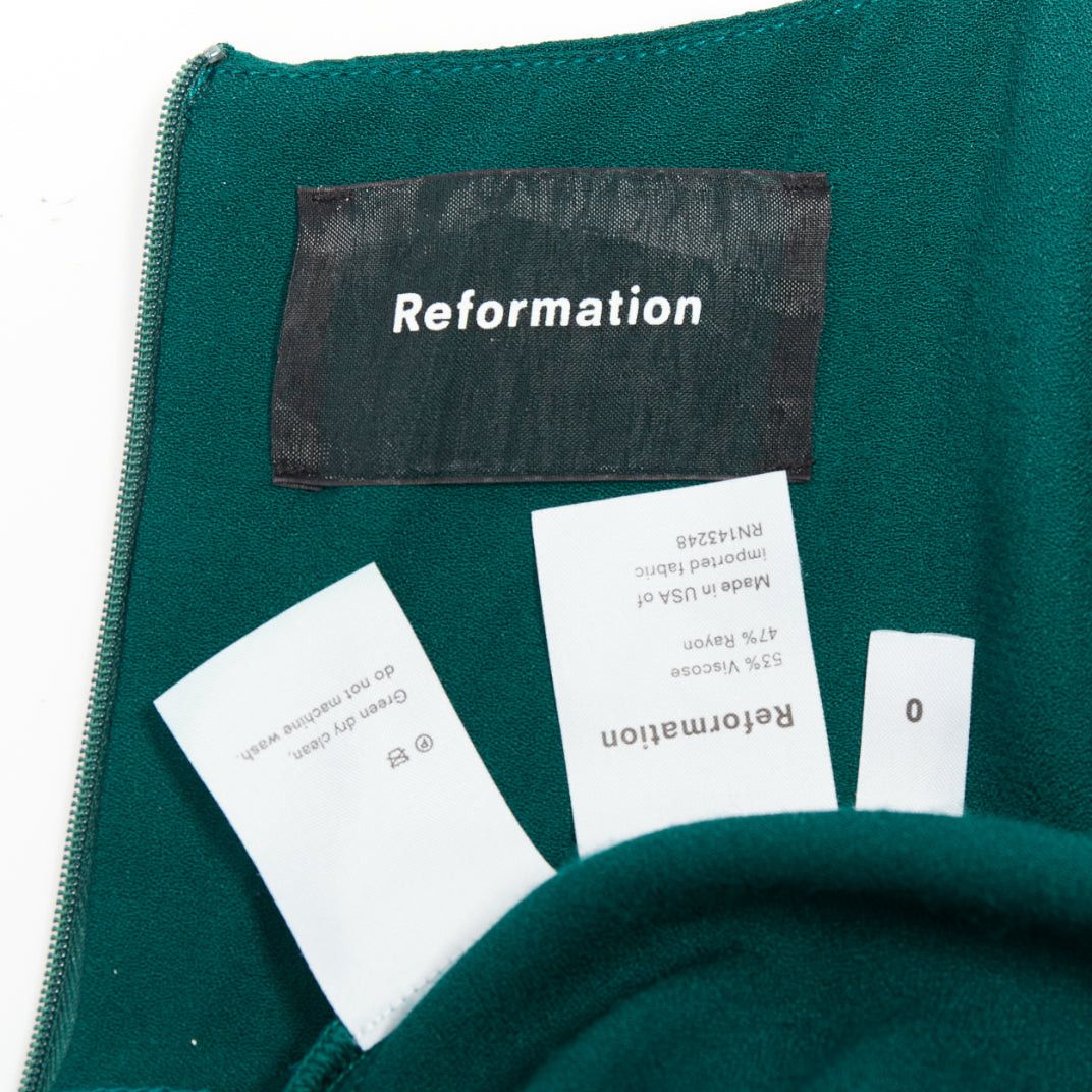 Reformation REFORMATION forest green viscose blend square neck cropped jumpsuit US0 XS Size 26" / US 2 / IT 38 - 8 Thumbnail