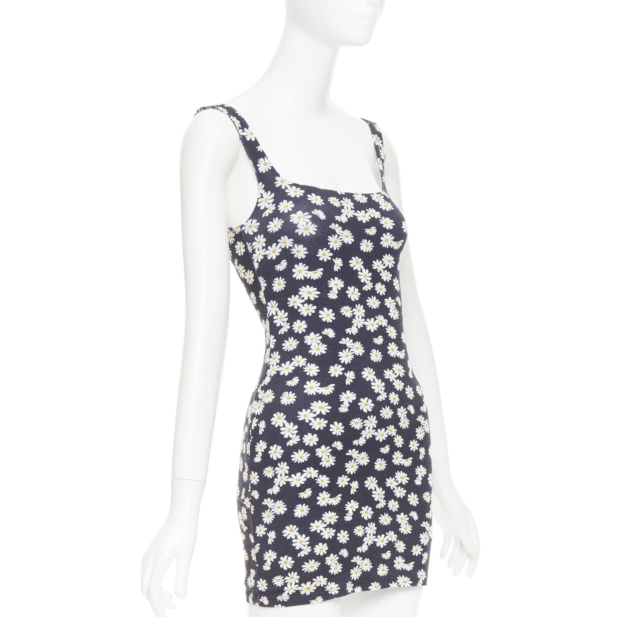Reformation REFORMATION Becky black yellow tencel daisy print double layer mini dress XS Size S / US 4 / IT 40 - 3 Thumbnail