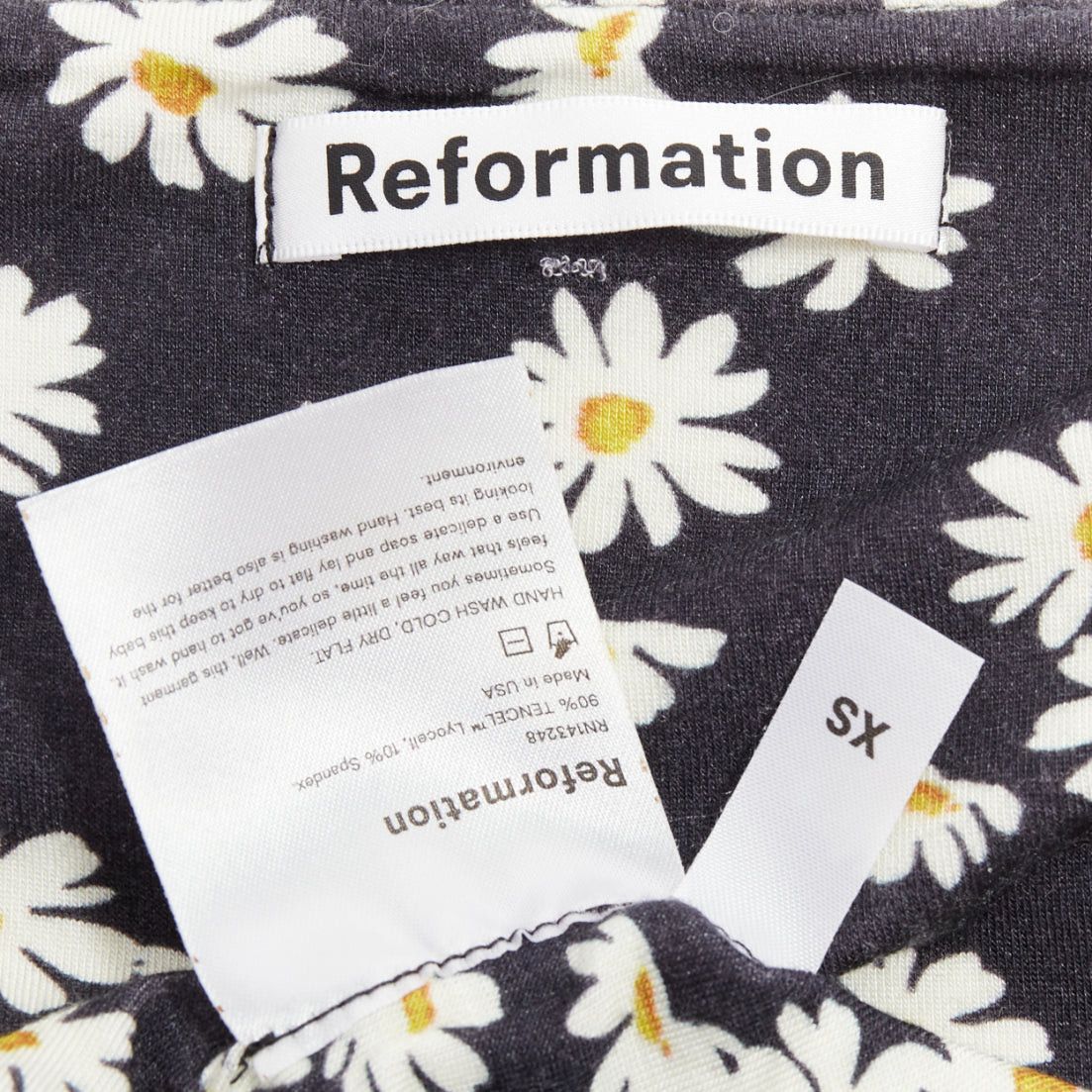 Reformation REFORMATION Becky black yellow tencel daisy print double layer mini dress XS Size S / US 4 / IT 40 - 8 Thumbnail