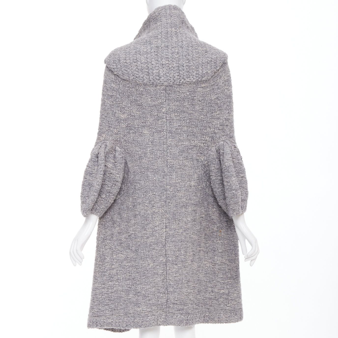 Stella McCartney STELLA MCCARTNEY 2009 grey alpaca flax blend chunky knit hooded cardigan IT36 XXS Size XS / US 0-2 / IT 36-38 - 5 Thumbnail
