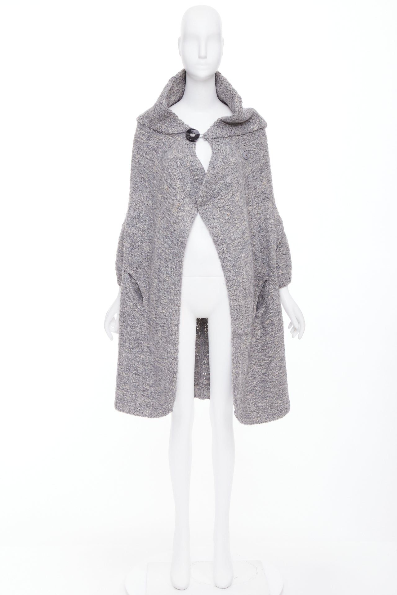 Stella McCartney STELLA MCCARTNEY 2009 grey alpaca flax blend chunky knit hooded cardigan IT36 XXS Size XS / US 0-2 / IT 36-38 - 9 Thumbnail