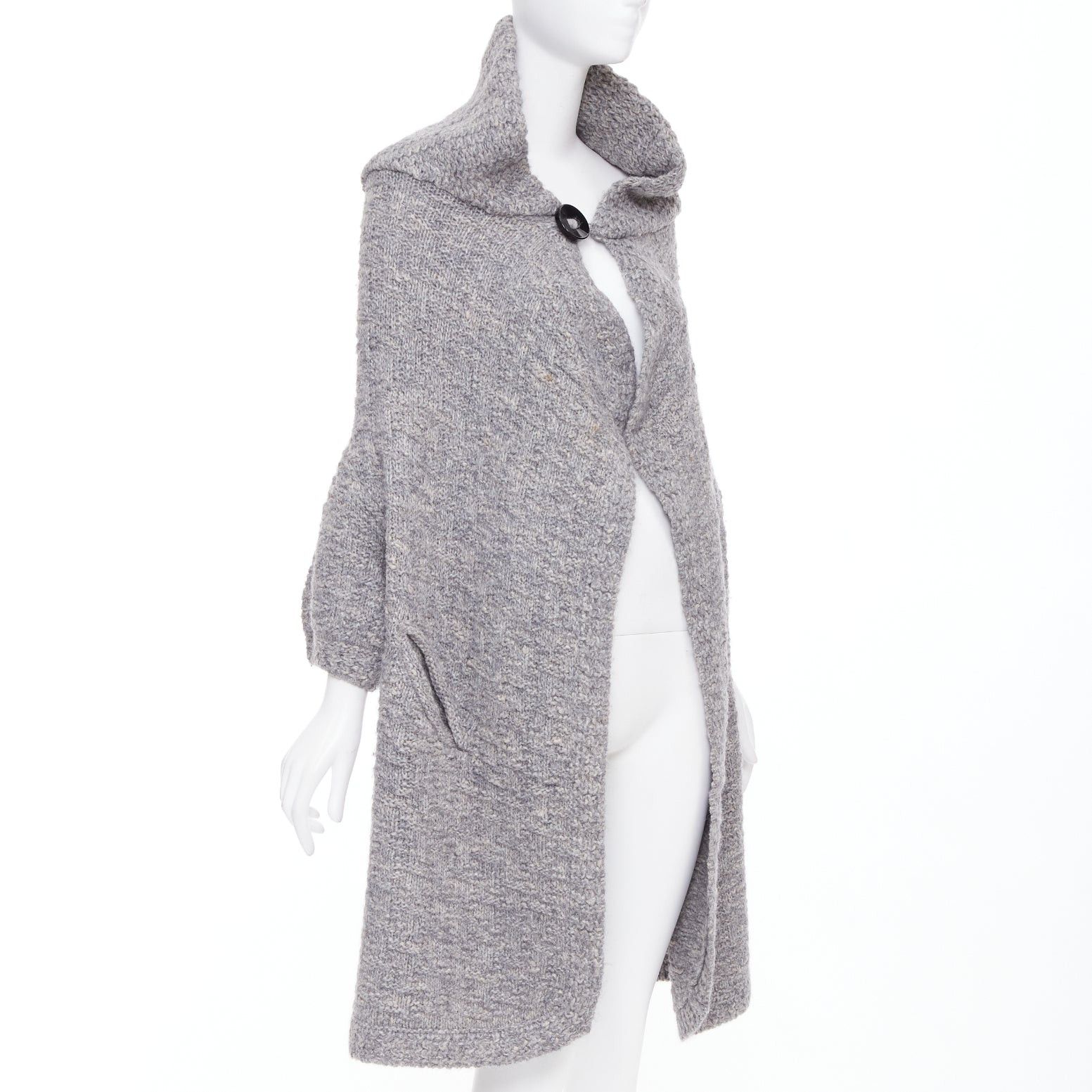 Stella McCartney STELLA MCCARTNEY 2009 grey alpaca flax blend chunky knit hooded cardigan IT36 XXS Size XS / US 0-2 / IT 36-38 - 3 Thumbnail
