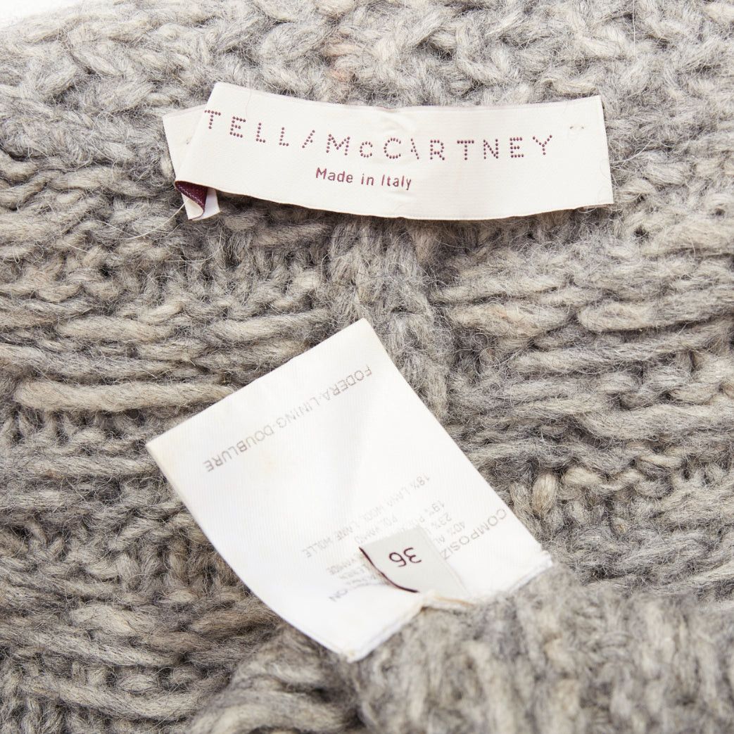 Stella McCartney STELLA MCCARTNEY 2009 grey alpaca flax blend chunky knit hooded cardigan IT36 XXS Size XS / US 0-2 / IT 36-38 - 8 Thumbnail