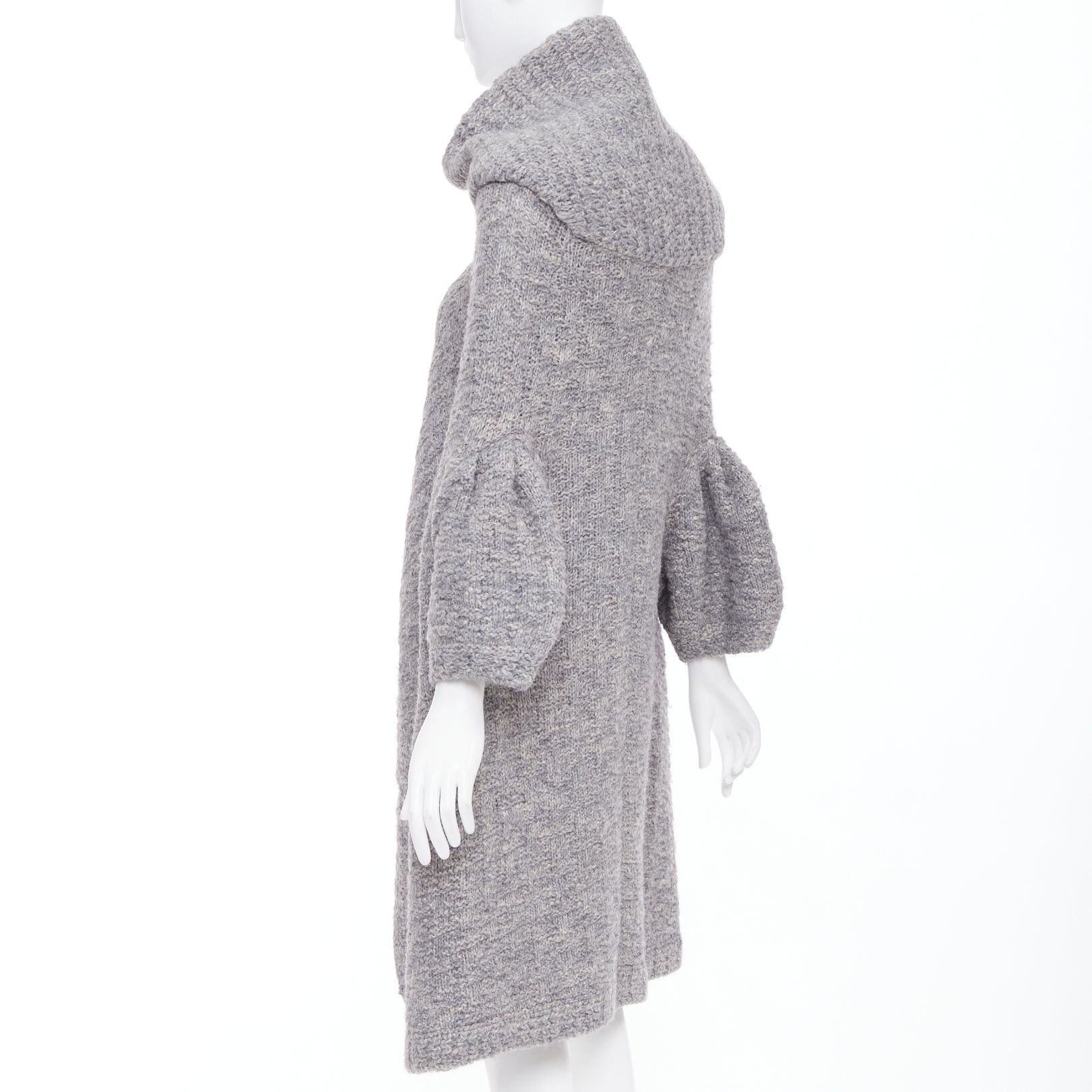Stella McCartney STELLA MCCARTNEY 2009 grey alpaca flax blend chunky knit hooded cardigan IT36 XXS Size XS / US 0-2 / IT 36-38 - 6 Thumbnail