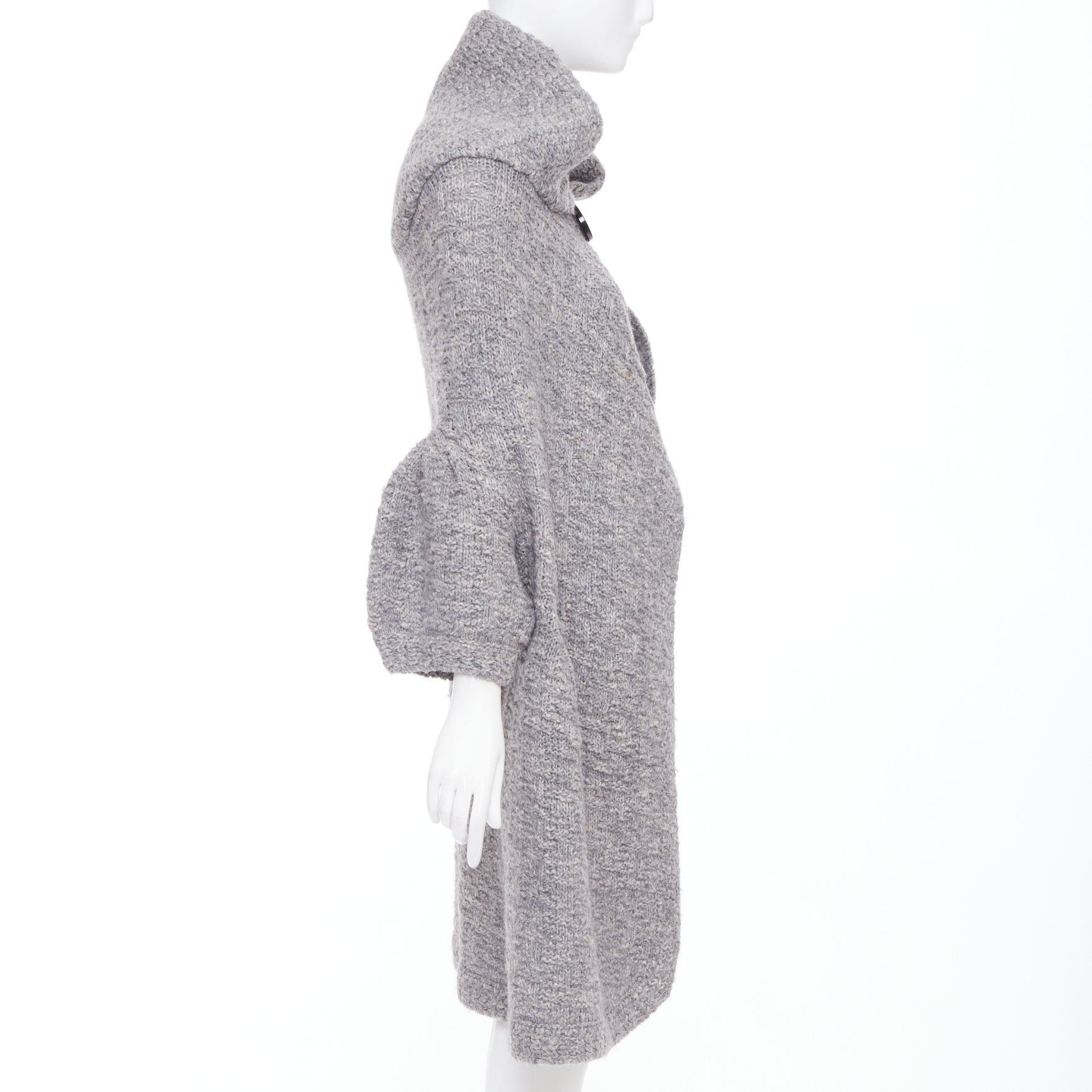 Stella McCartney STELLA MCCARTNEY 2009 grey alpaca flax blend chunky knit hooded cardigan IT36 XXS Size XS / US 0-2 / IT 36-38 - 4 Thumbnail