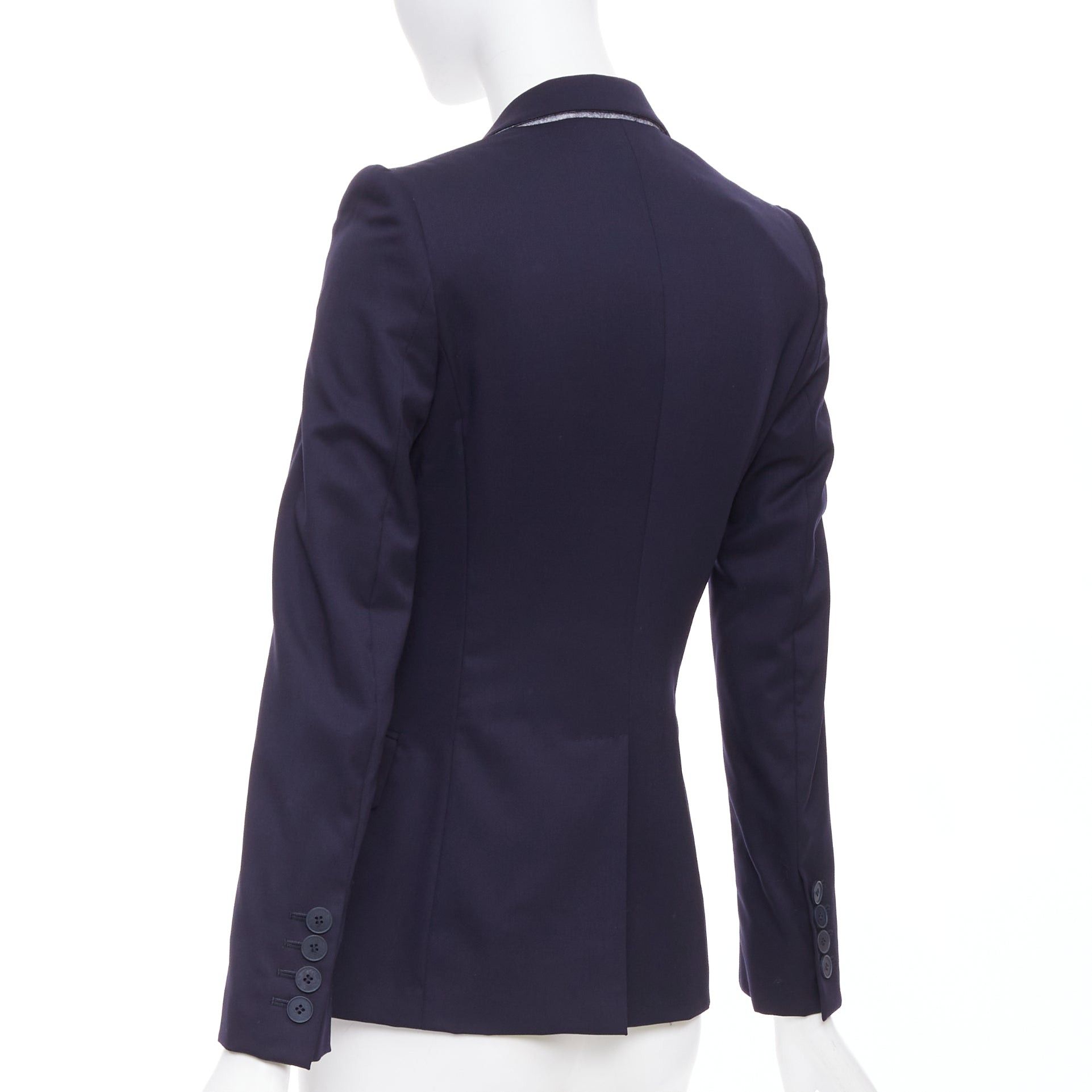 Stella McCartney STELLA MCCARTNEY navy wool flap pocket single breasted blazer IT34 XXS Size XXS / US 00 / IT 34 - 7 Thumbnail