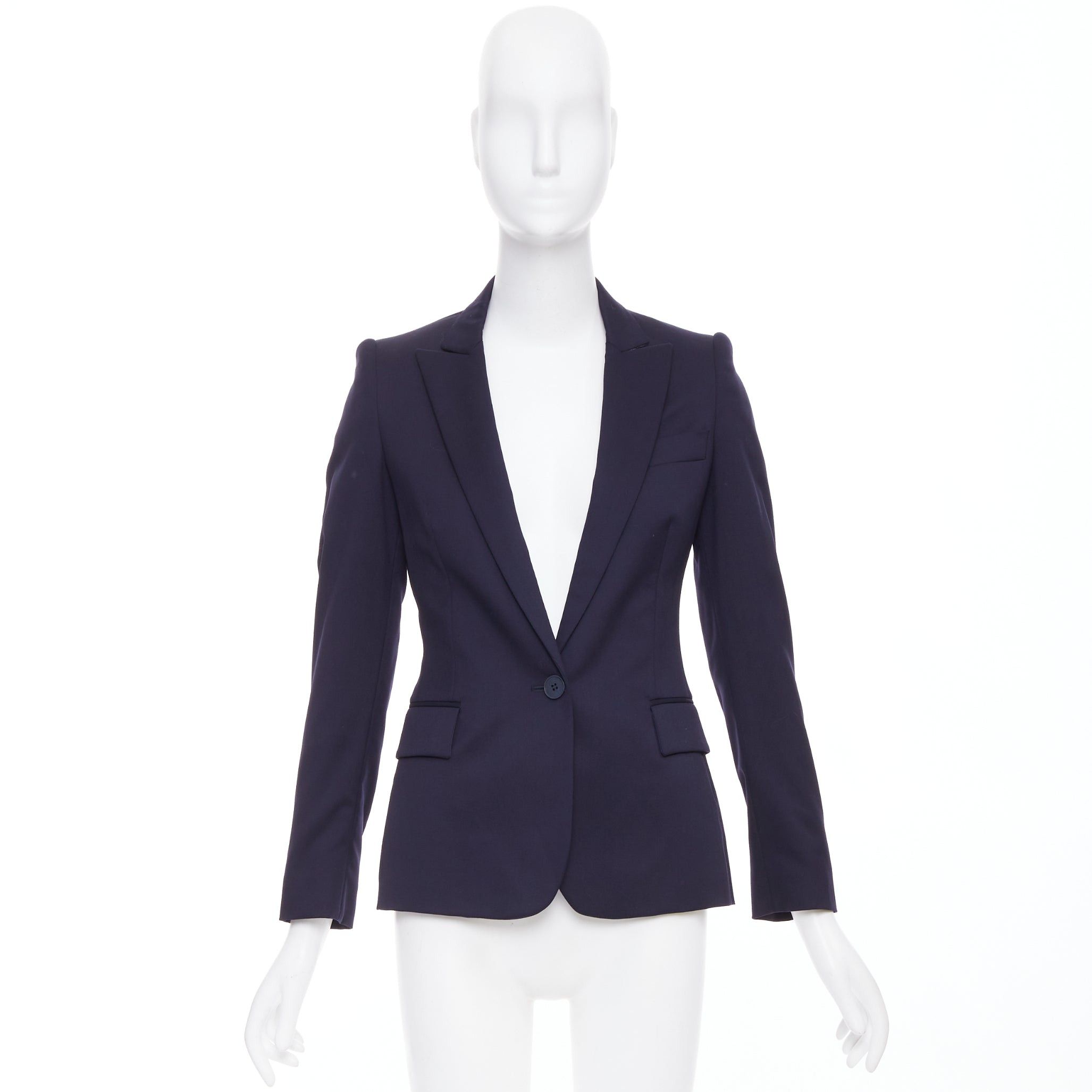Stella McCartney STELLA MCCARTNEY navy wool flap pocket single breasted blazer IT34 XXS Size XXS / US 00 / IT 34 - 10 Thumbnail