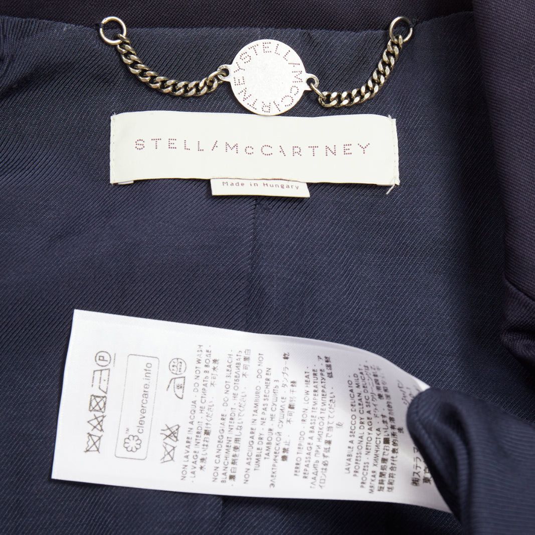 Stella McCartney STELLA MCCARTNEY navy wool flap pocket single breasted blazer IT34 XXS Size XXS / US 00 / IT 34 - 9 Thumbnail