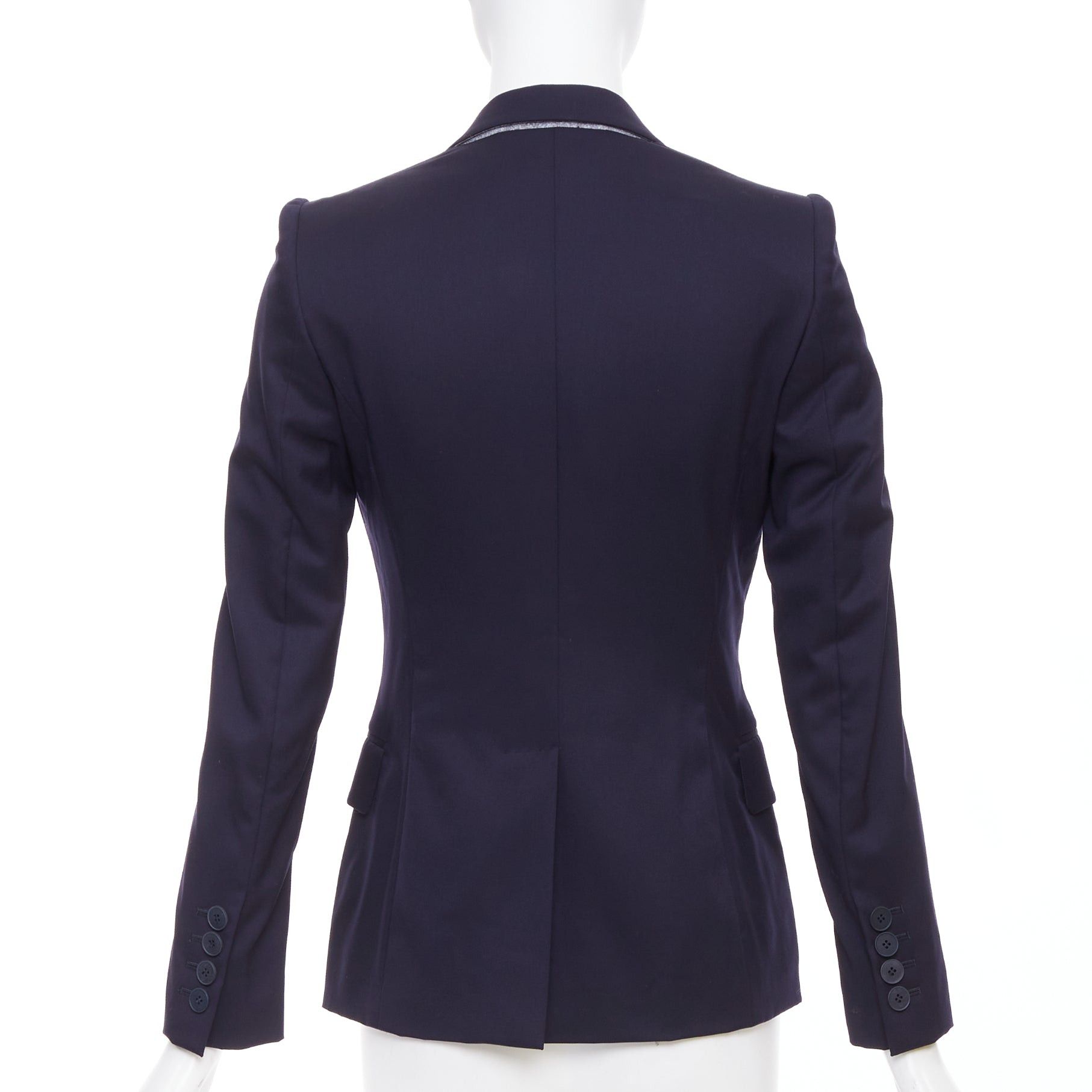 Stella McCartney STELLA MCCARTNEY navy wool flap pocket single breasted blazer IT34 XXS Size XXS / US 00 / IT 34 - 6 Thumbnail