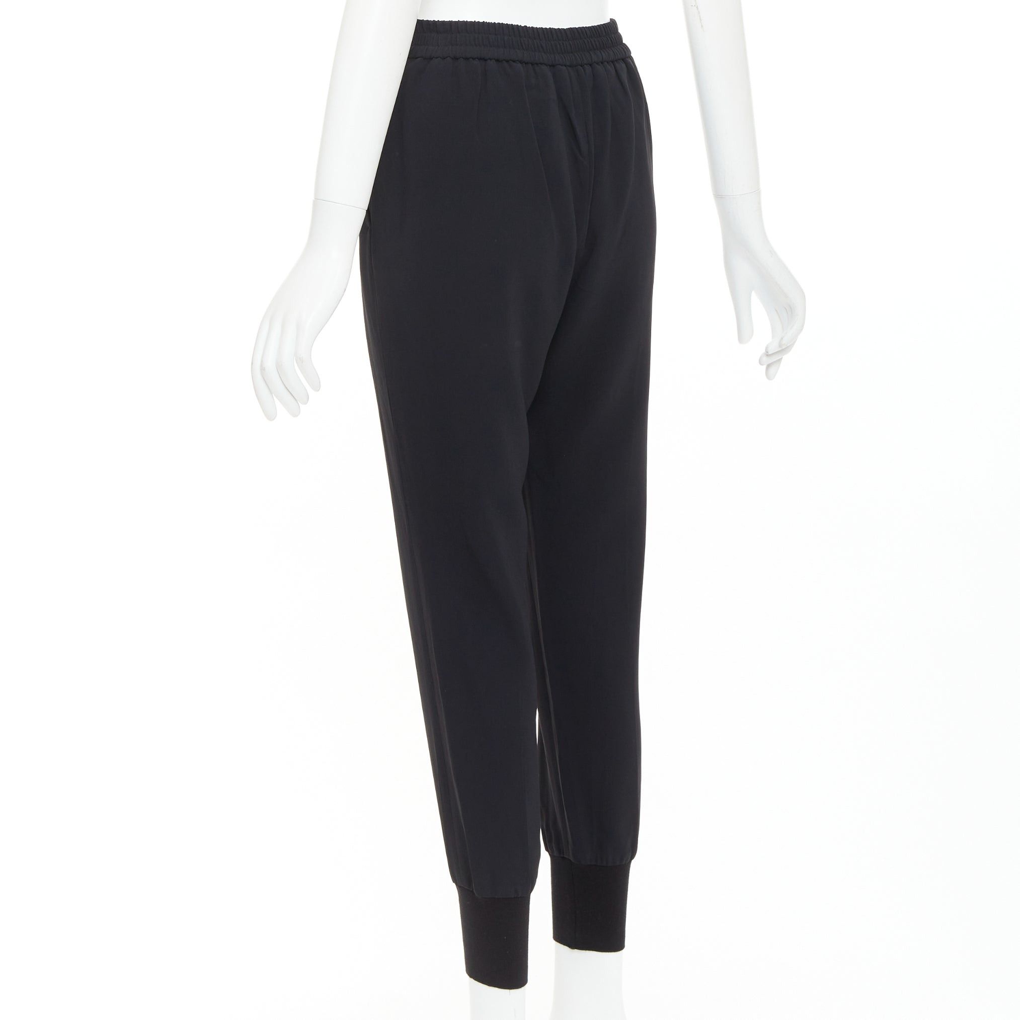 Stella McCartney STELLA MCCARTNEY black cotton rib trim ruched back jogger pants IT36 XXS Size 25" / US 0 / IT 36 - 6 Thumbnail