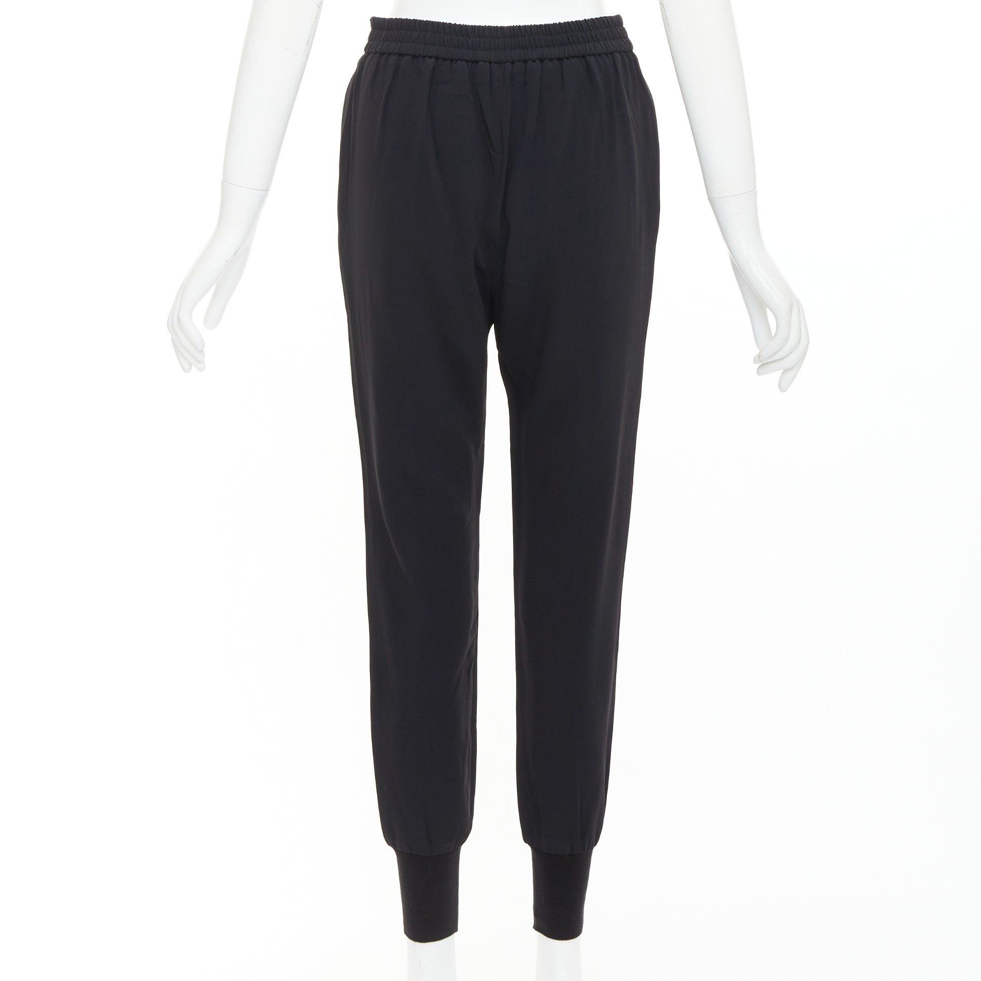 Stella McCartney STELLA MCCARTNEY black cotton rib trim ruched back jogger pants IT36 XXS Size 25" / US 0 / IT 36 - 5 Thumbnail