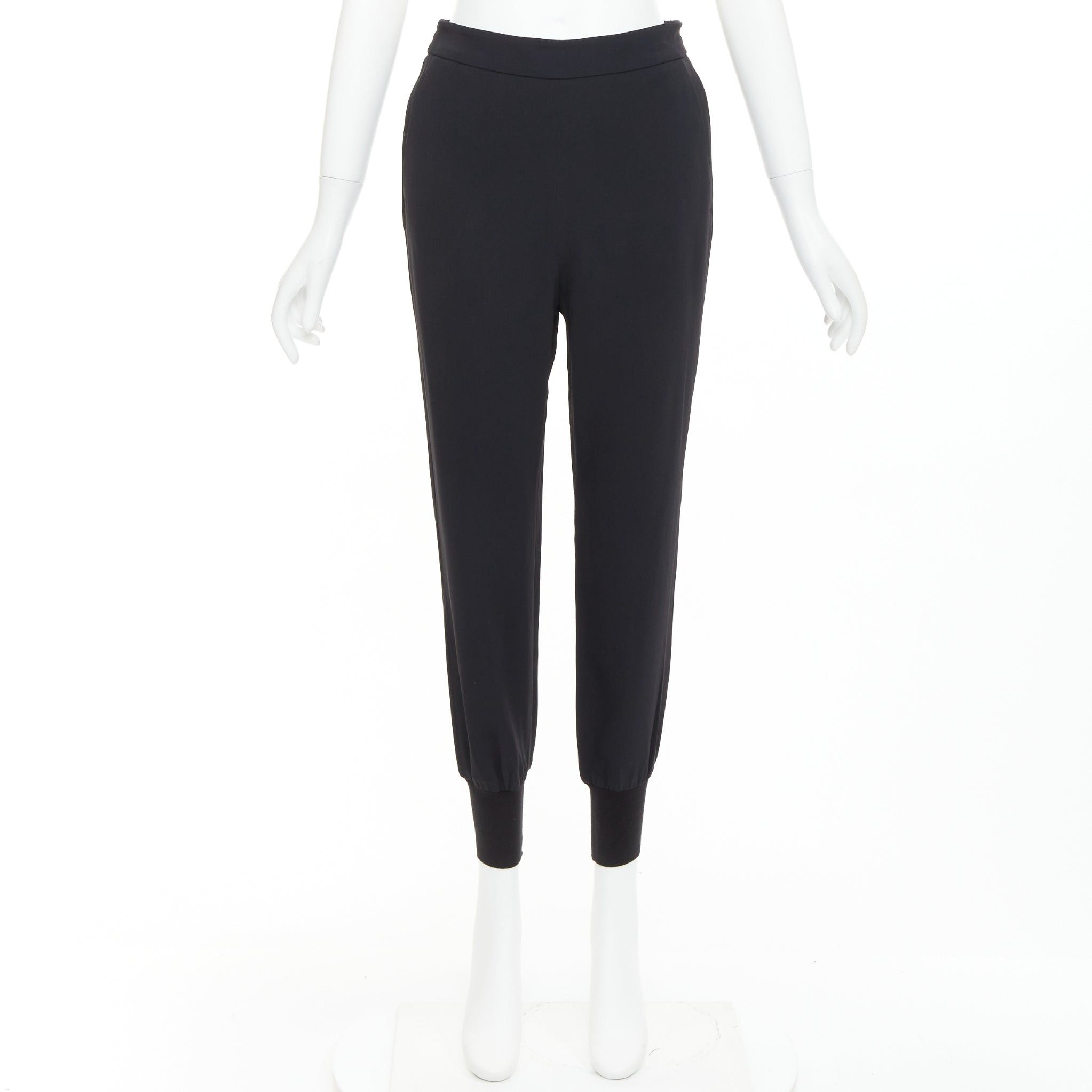 Stella McCartney STELLA MCCARTNEY black cotton rib trim ruched back jogger pants IT36 XXS Size 25" / US 0 / IT 36 - 9 Thumbnail