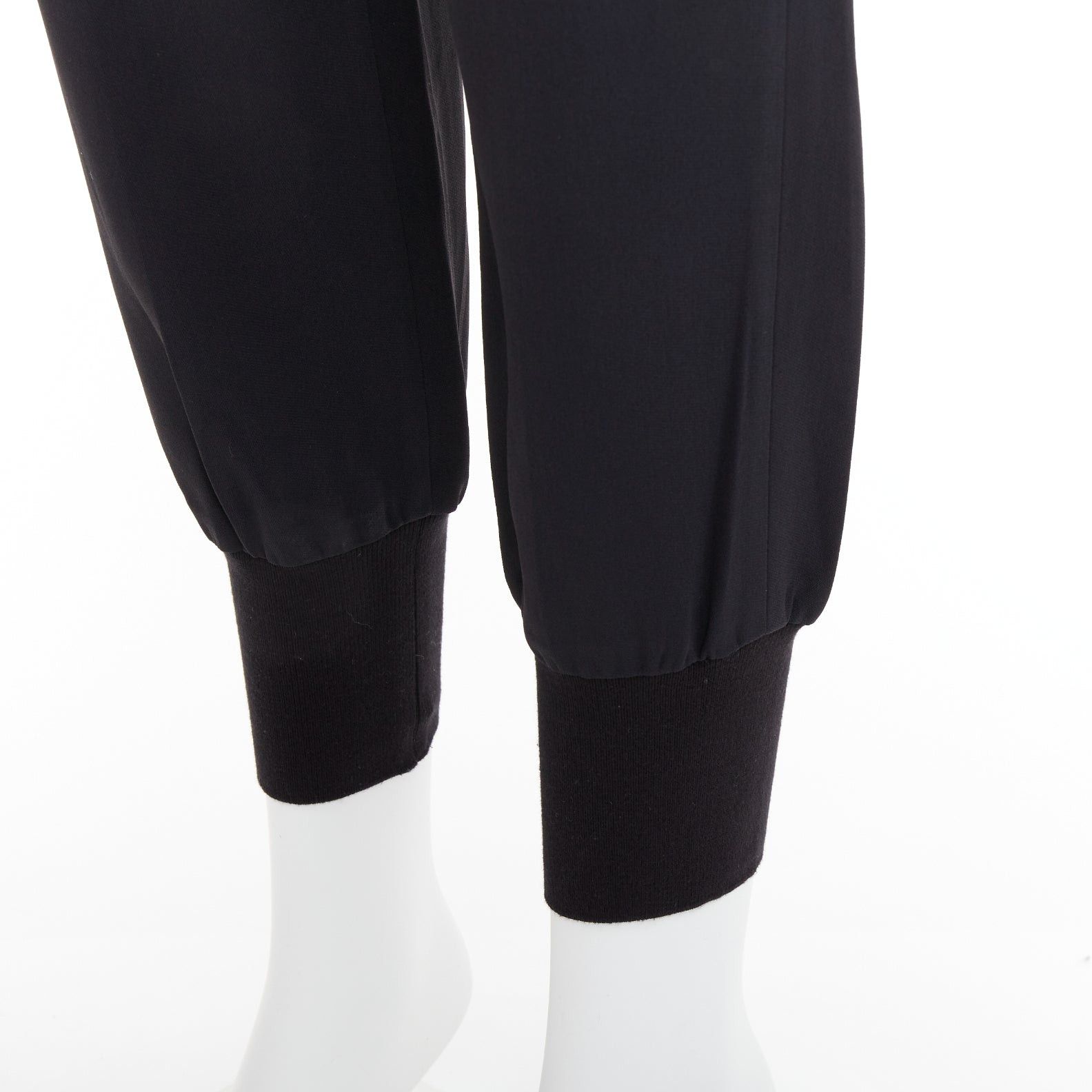 Stella McCartney STELLA MCCARTNEY black cotton rib trim ruched back jogger pants IT36 XXS Size 25" / US 0 / IT 36 - 2 Thumbnail