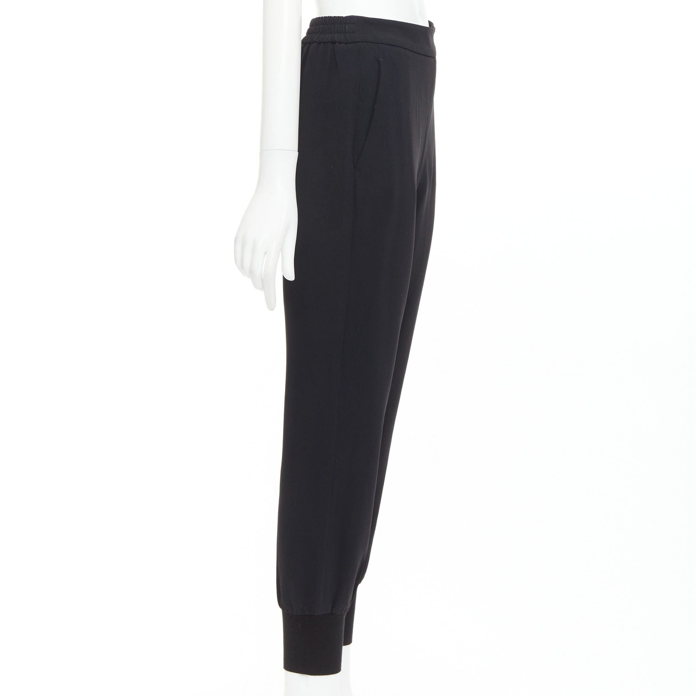 Stella McCartney STELLA MCCARTNEY black cotton rib trim ruched back jogger pants IT36 XXS Size 25" / US 0 / IT 36 - 4 Thumbnail