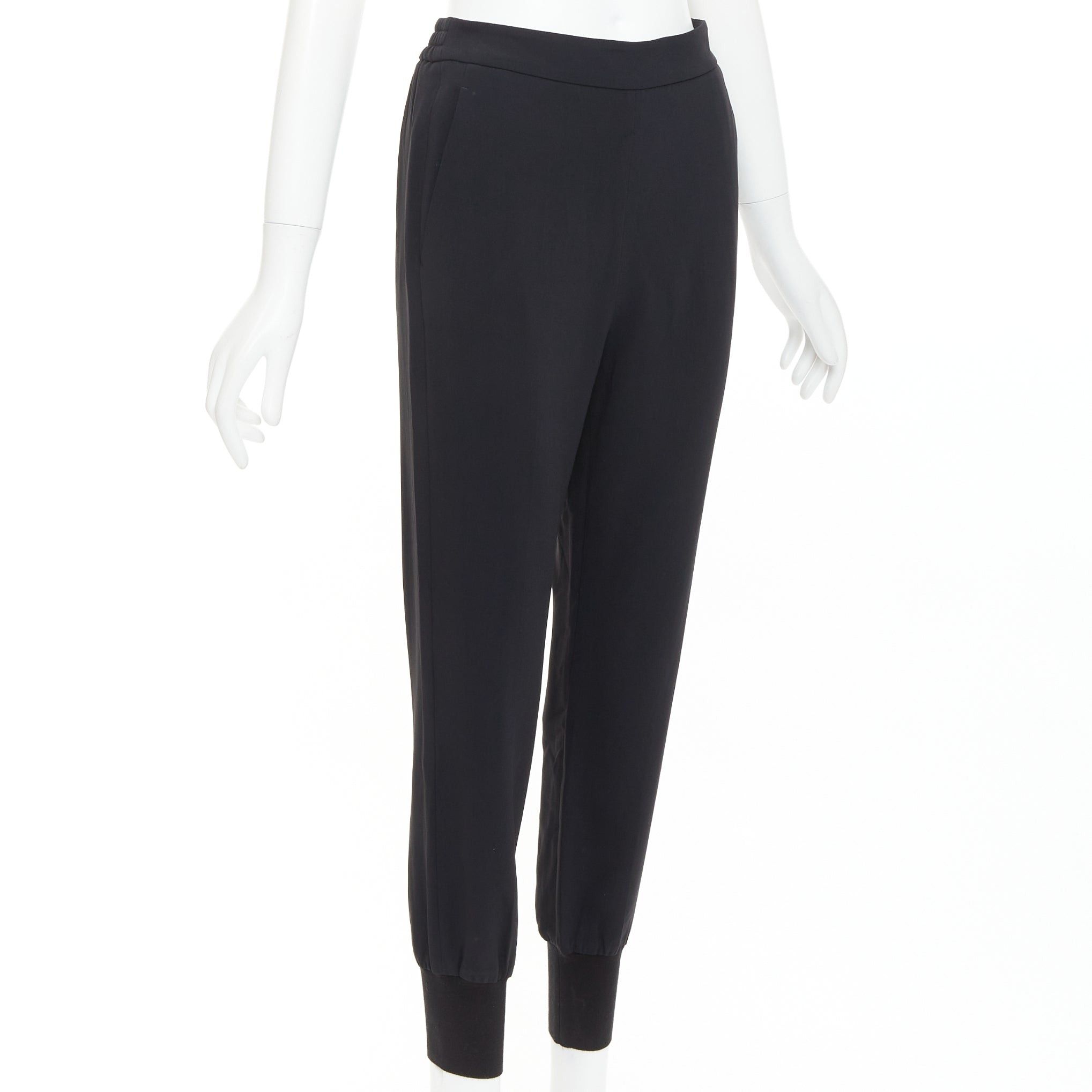 Stella McCartney STELLA MCCARTNEY black cotton rib trim ruched back jogger pants IT36 XXS Size 25" / US 0 / IT 36 - 3 Thumbnail