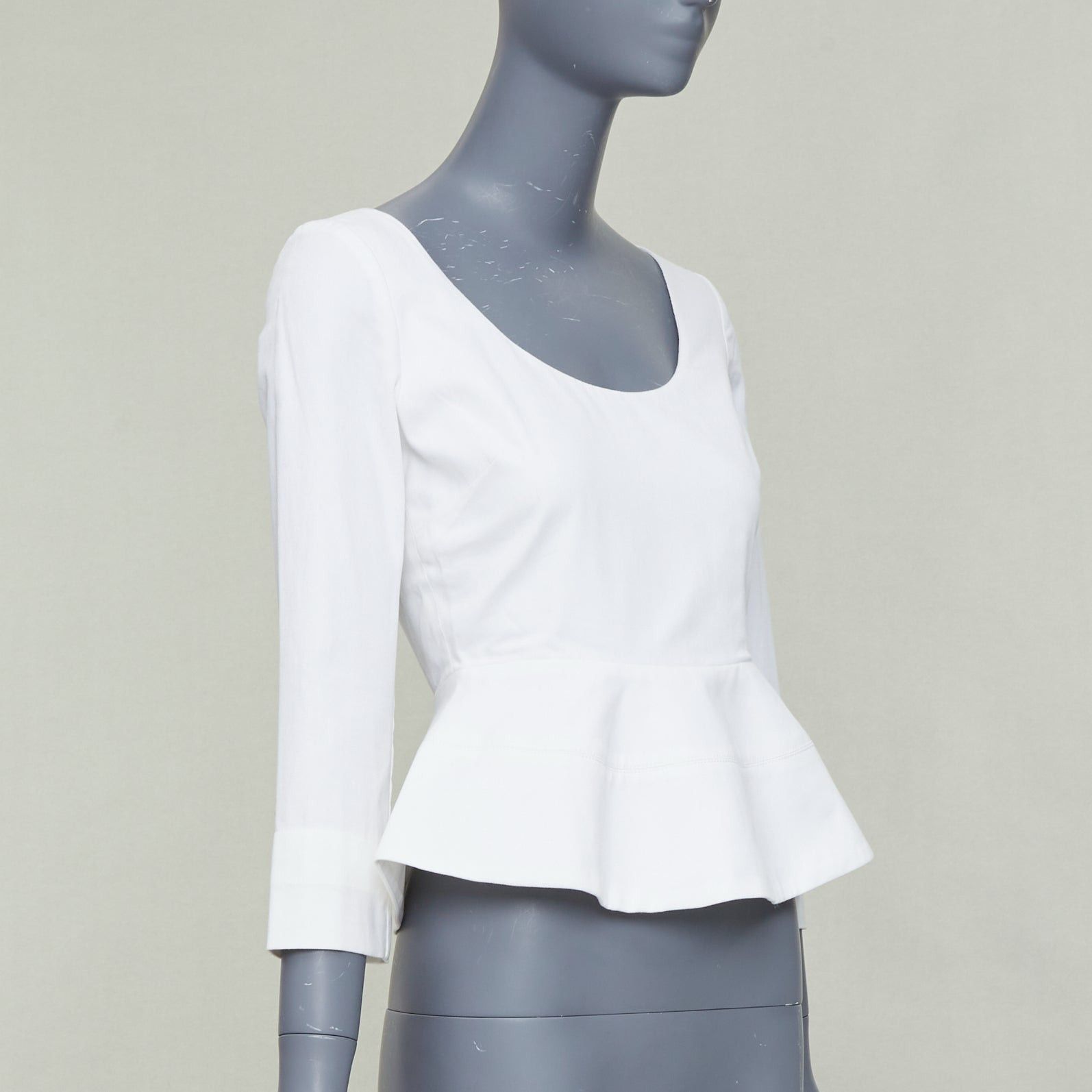 ELLERY ELLERY Manzoni off white cotton twill peplum scoop neck top US6 M Size S / US 4 / IT 40 - 3 Thumbnail