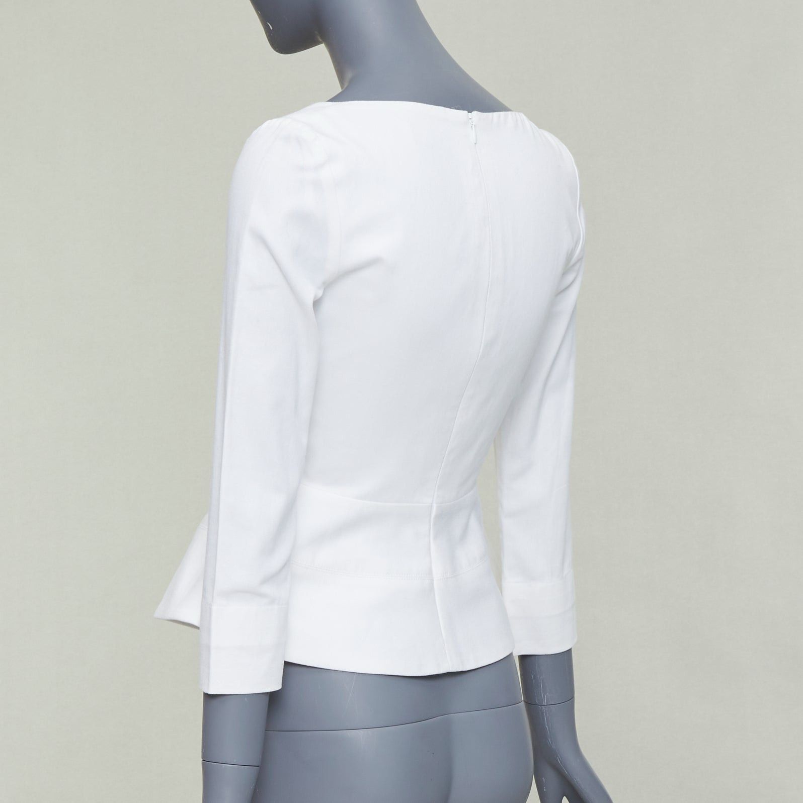 ELLERY ELLERY Manzoni off white cotton twill peplum scoop neck top US6 M Size S / US 4 / IT 40 - 6 Thumbnail