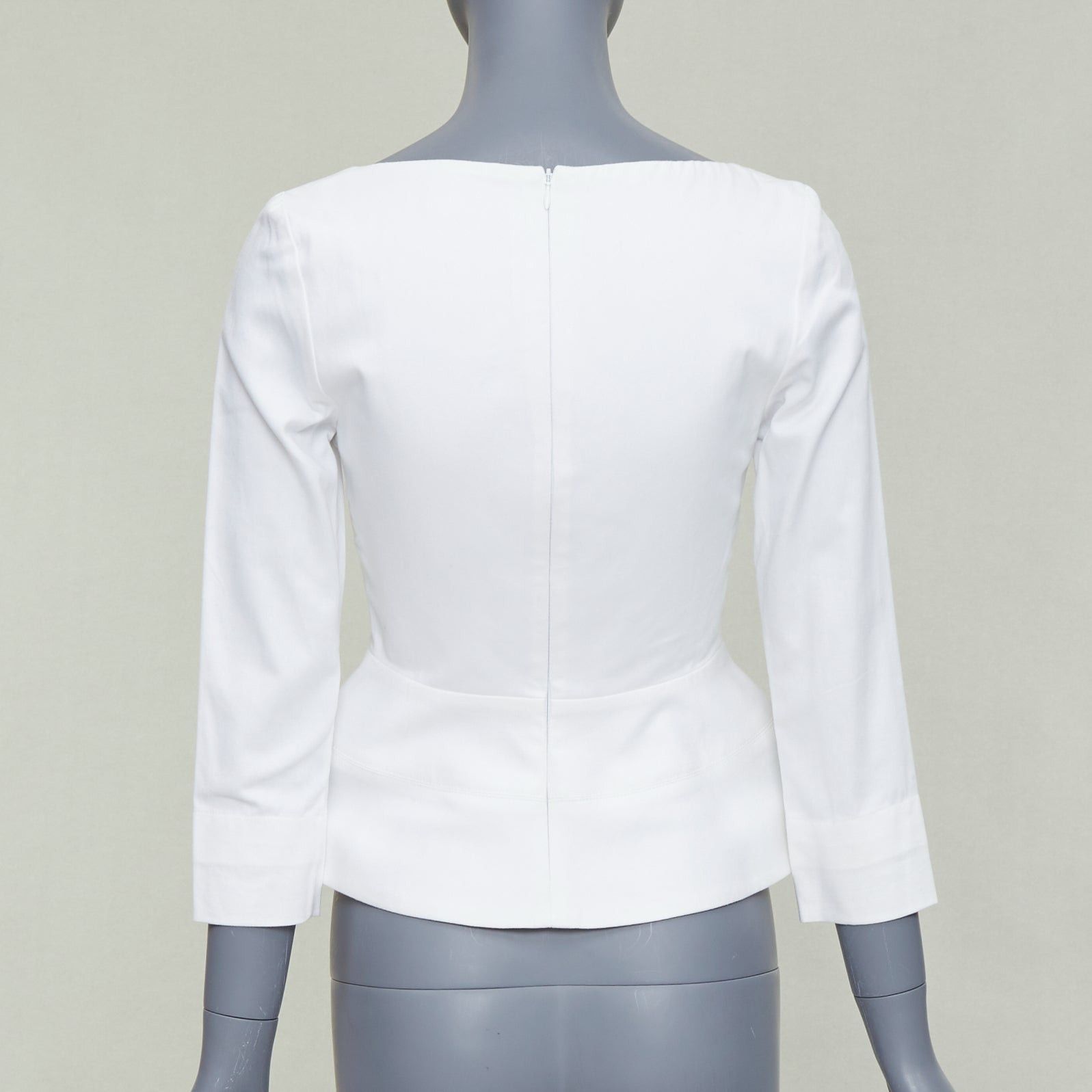 ELLERY ELLERY Manzoni off white cotton twill peplum scoop neck top US6 M Size S / US 4 / IT 40 - 5 Thumbnail