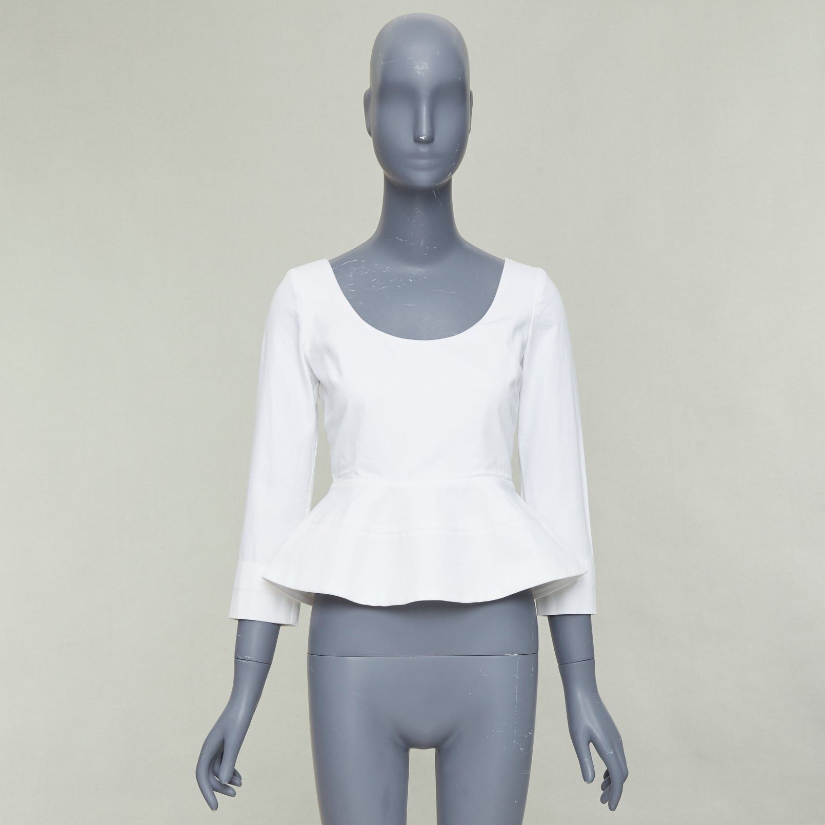 ELLERY ELLERY Manzoni off white cotton twill peplum scoop neck top US6 M Size S / US 4 / IT 40 - 9 Thumbnail