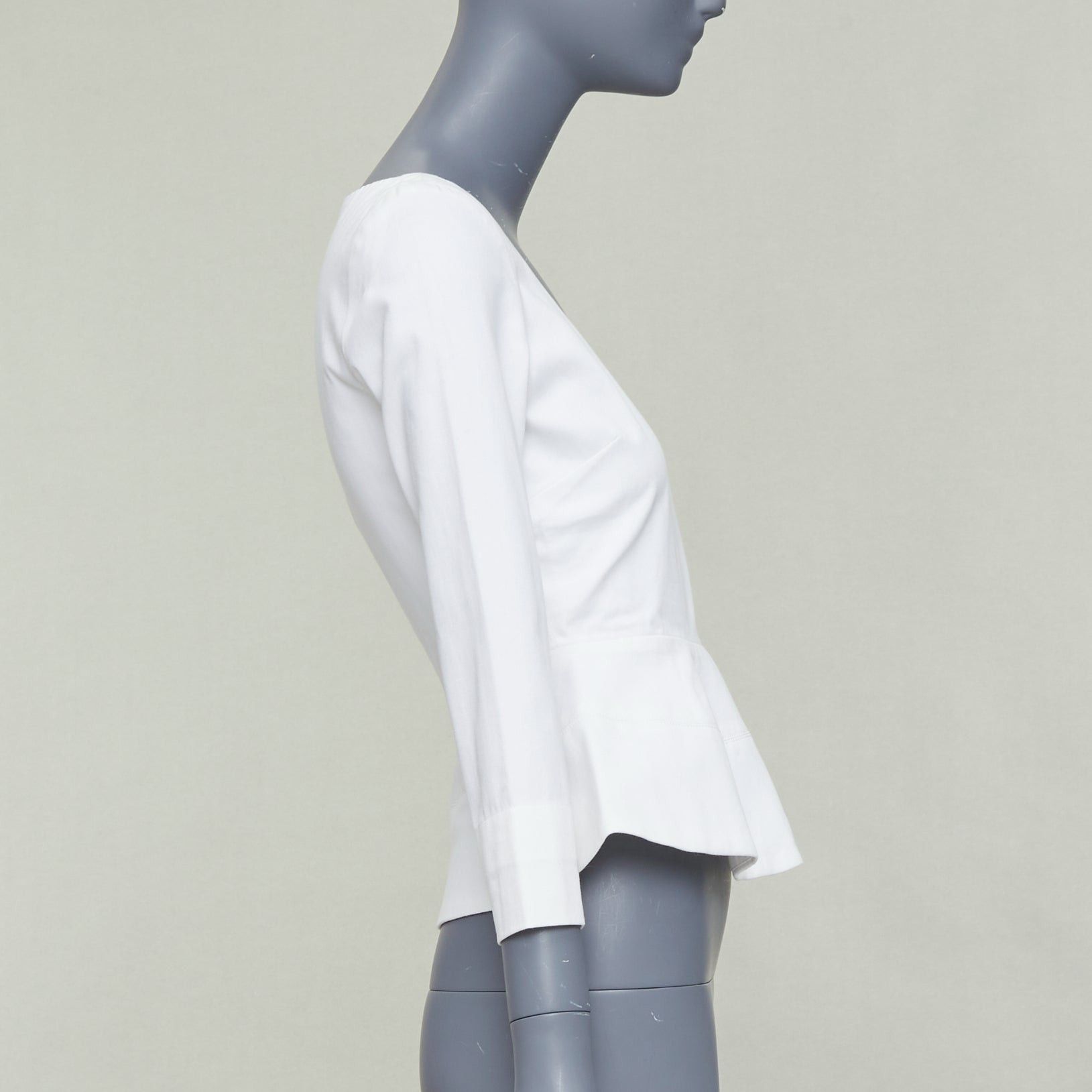 ELLERY ELLERY Manzoni off white cotton twill peplum scoop neck top US6 M Size S / US 4 / IT 40 - 4 Thumbnail