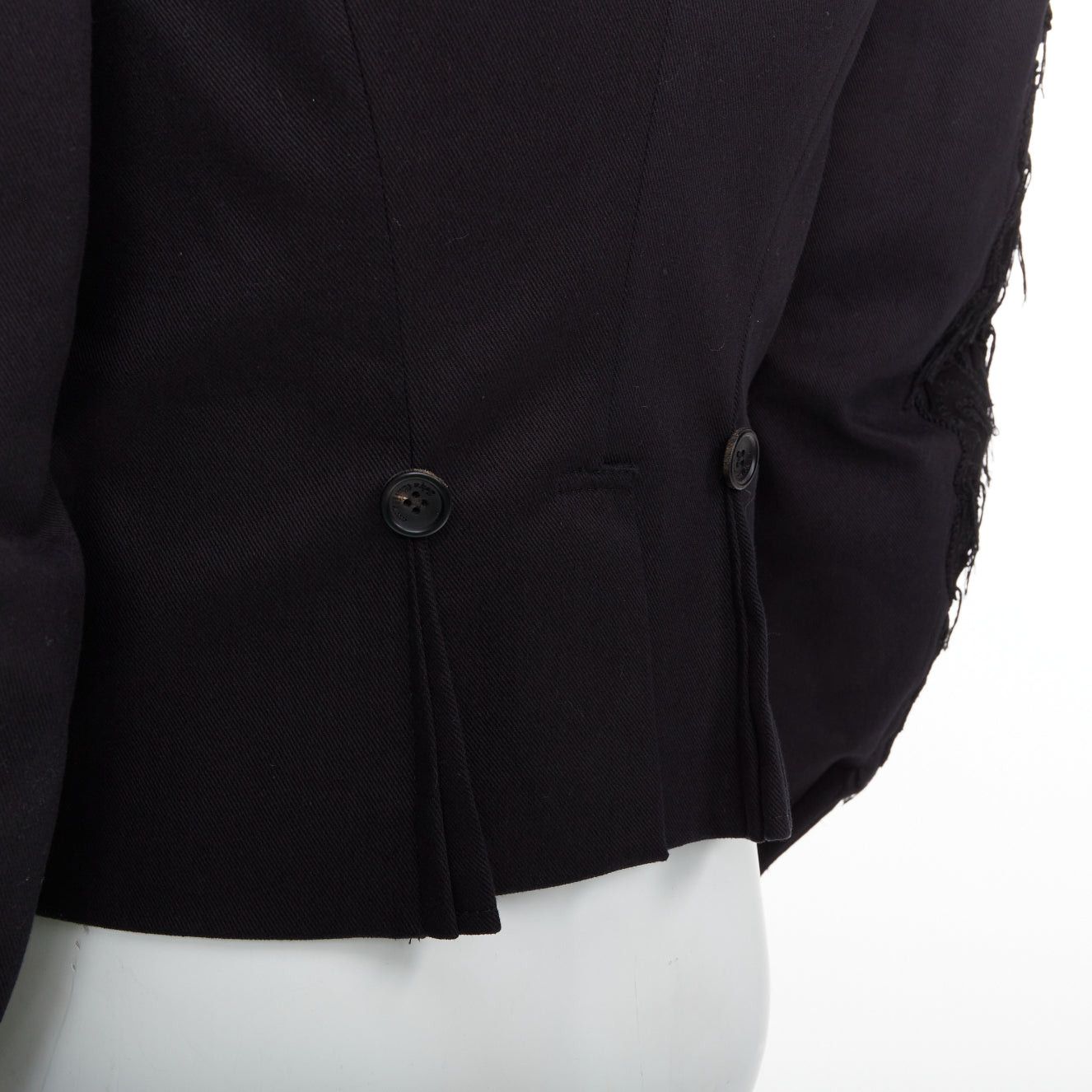 John Galliano JOHN GALLIANO black fringe embellished sleeve cotton double breasted jacket FR46 S Size US S / EU 44-46 / 1 - 7 Thumbnail