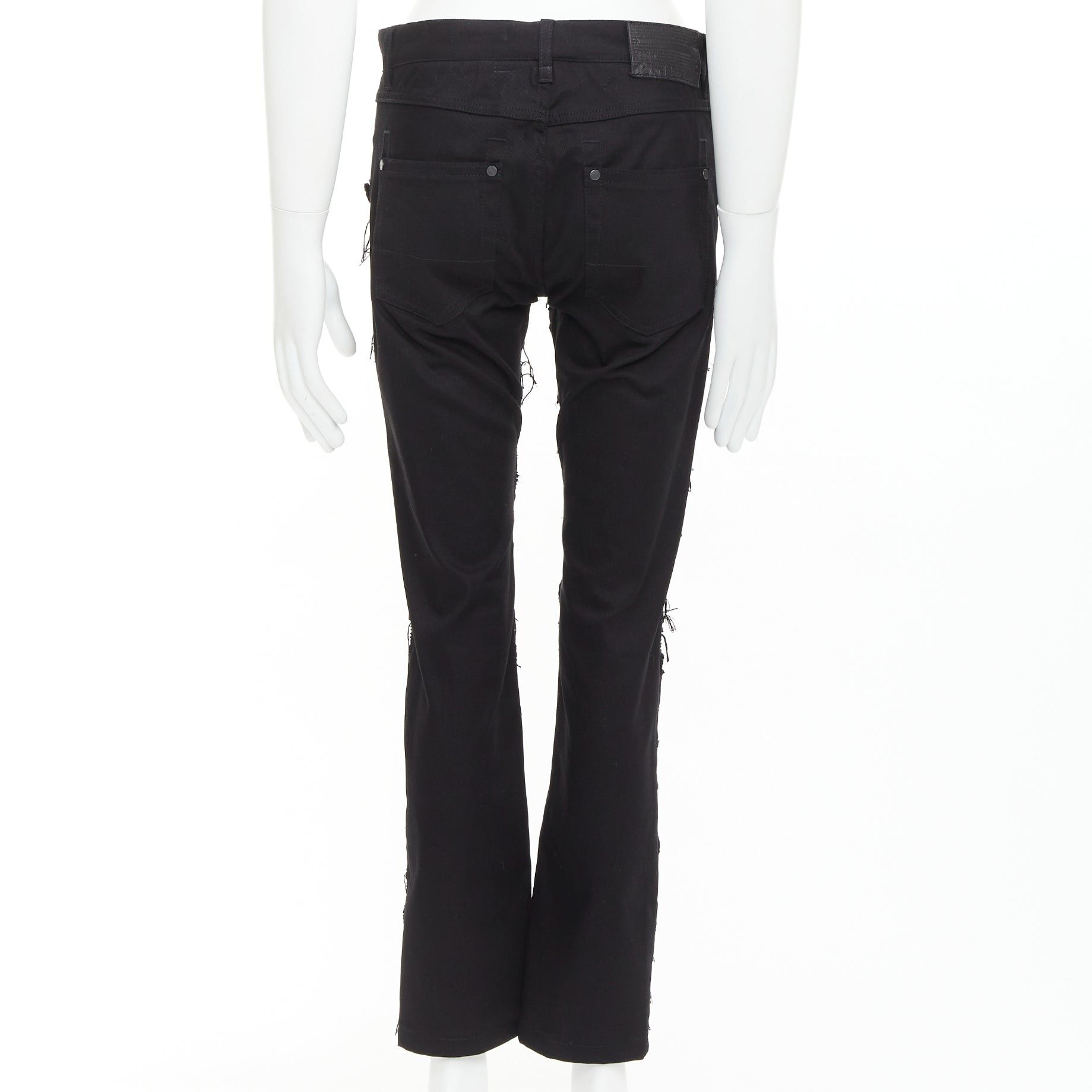 John Galliano JOHN GALLIANO black cotton floral fringe embellished bootcut jeans FR46 S Size US 28 / EU 44 - 5 Thumbnail
