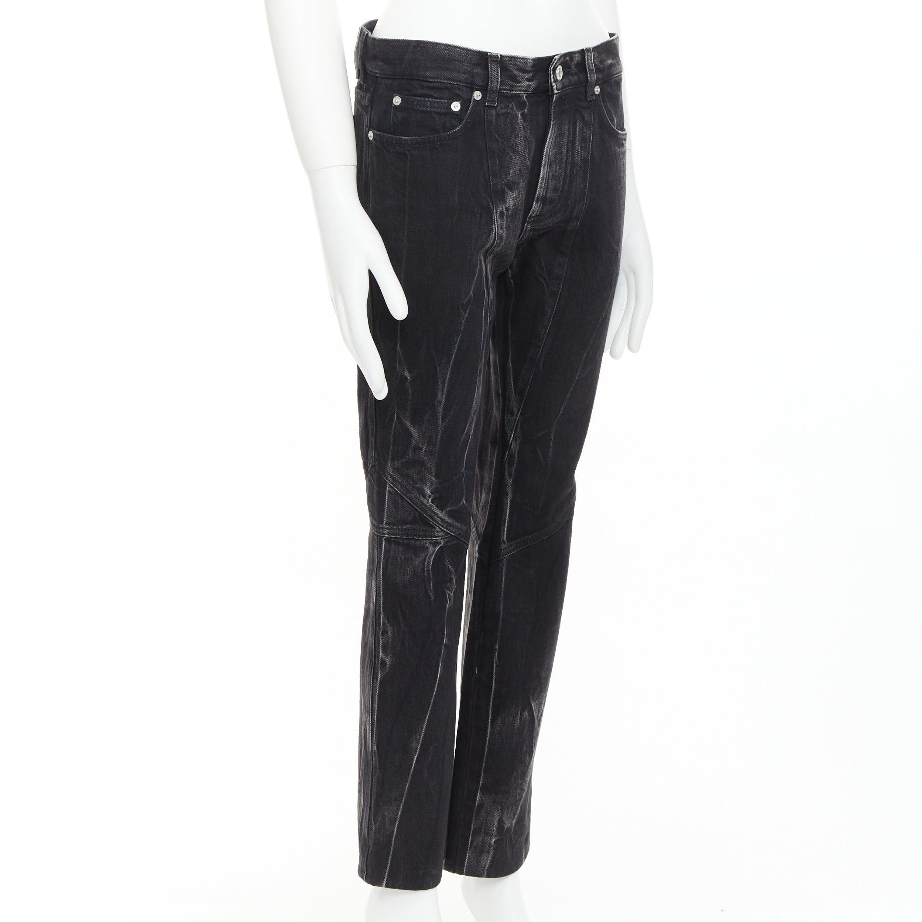 Givenchy GIVENCHY grey acid washed cotton lightning topstitch panelled jeans 29" Size US 29 - 3 Thumbnail