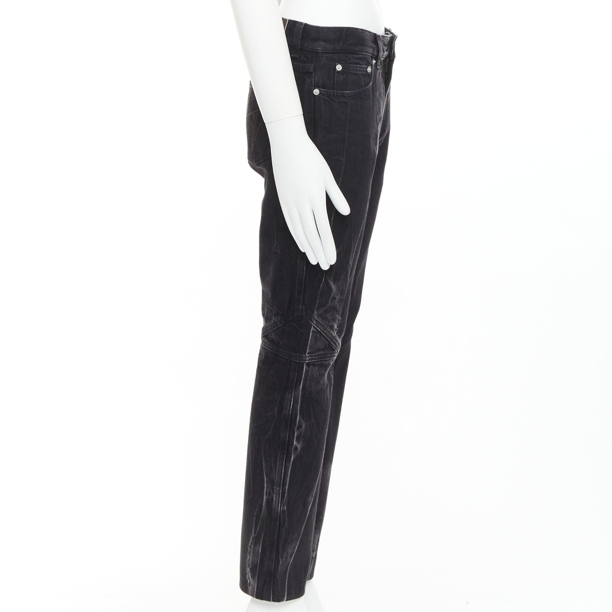 Givenchy GIVENCHY grey acid washed cotton lightning topstitch panelled jeans 29" Size US 29 - 4 Thumbnail