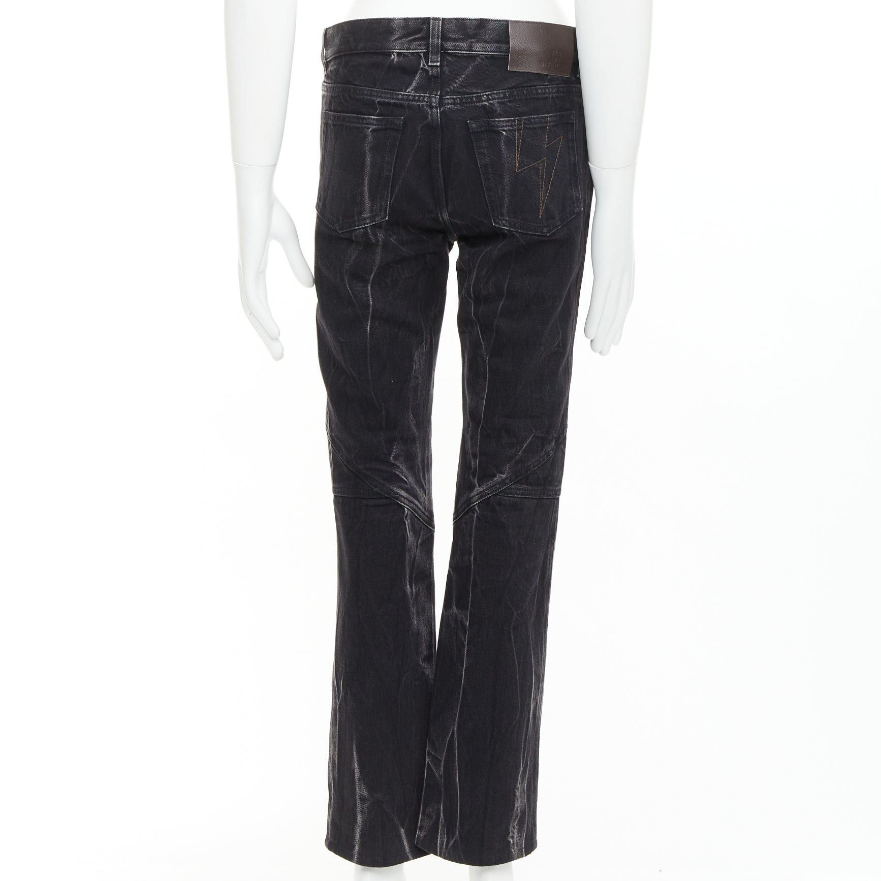 Givenchy GIVENCHY grey acid washed cotton lightning topstitch panelled jeans 29" Size US 29 - 5 Thumbnail
