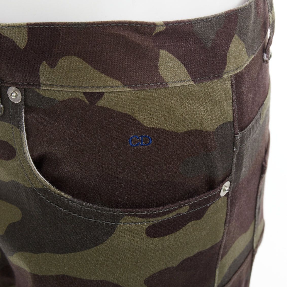 Dior DIOR HOMME green Army Camouflage skinny denim cropped jeans 30" Size US 28 / EU 44 - 2 Thumbnail