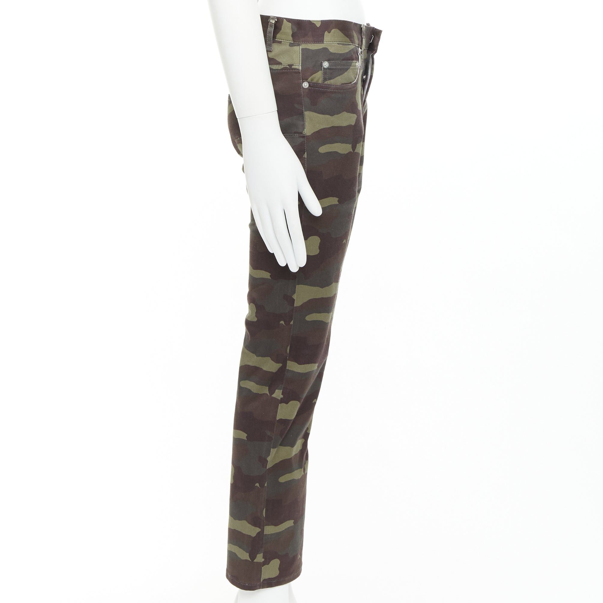 Dior DIOR HOMME green Army Camouflage skinny denim cropped jeans 30" Size US 28 / EU 44 - 4 Thumbnail