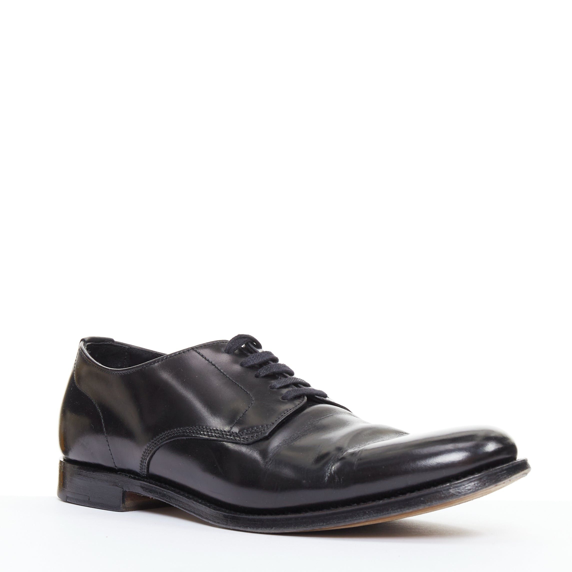 Prada PRADA black round toe lace up classic brogue dress shoes UK7 EU41 Size US 8 / EU 41 - 3 Thumbnail