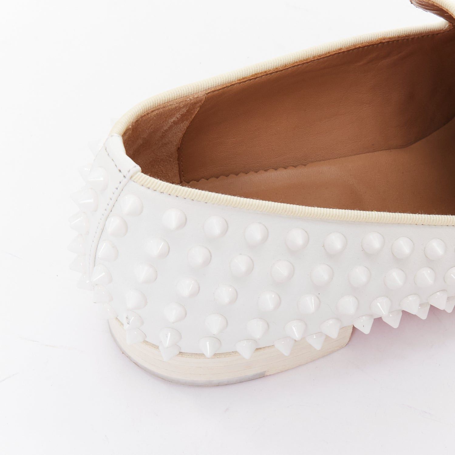 Christian Louboutin CHRISTIAN LOUBOUTIN Dandelion white leather spike stud loafer shoes EU40.5 Size US 7.5 / EU 40-41 - 8 Thumbnail