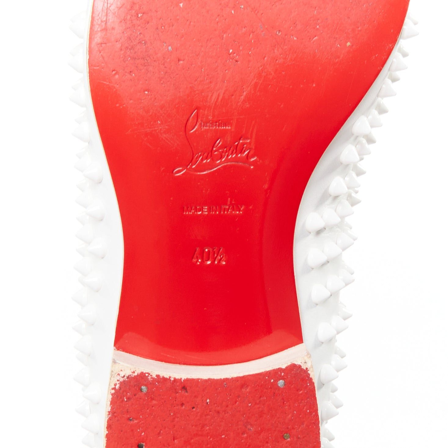 Christian Louboutin CHRISTIAN LOUBOUTIN Dandelion white leather spike stud loafer shoes EU40.5 Size US 7.5 / EU 40-41 - 10 Thumbnail