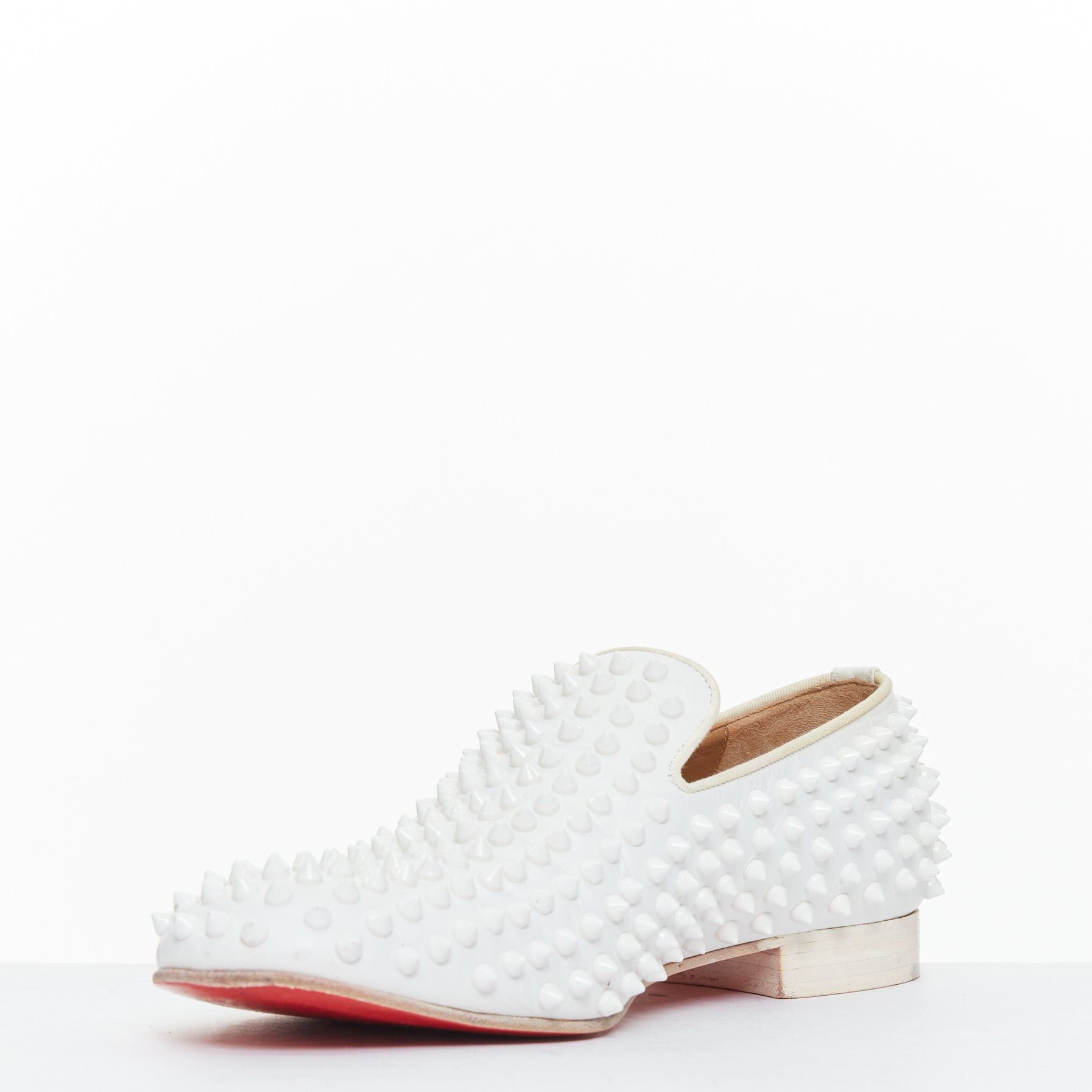 Christian Louboutin CHRISTIAN LOUBOUTIN Dandelion white leather spike stud loafer shoes EU40.5 Size US 7.5 / EU 40-41 - 4 Thumbnail