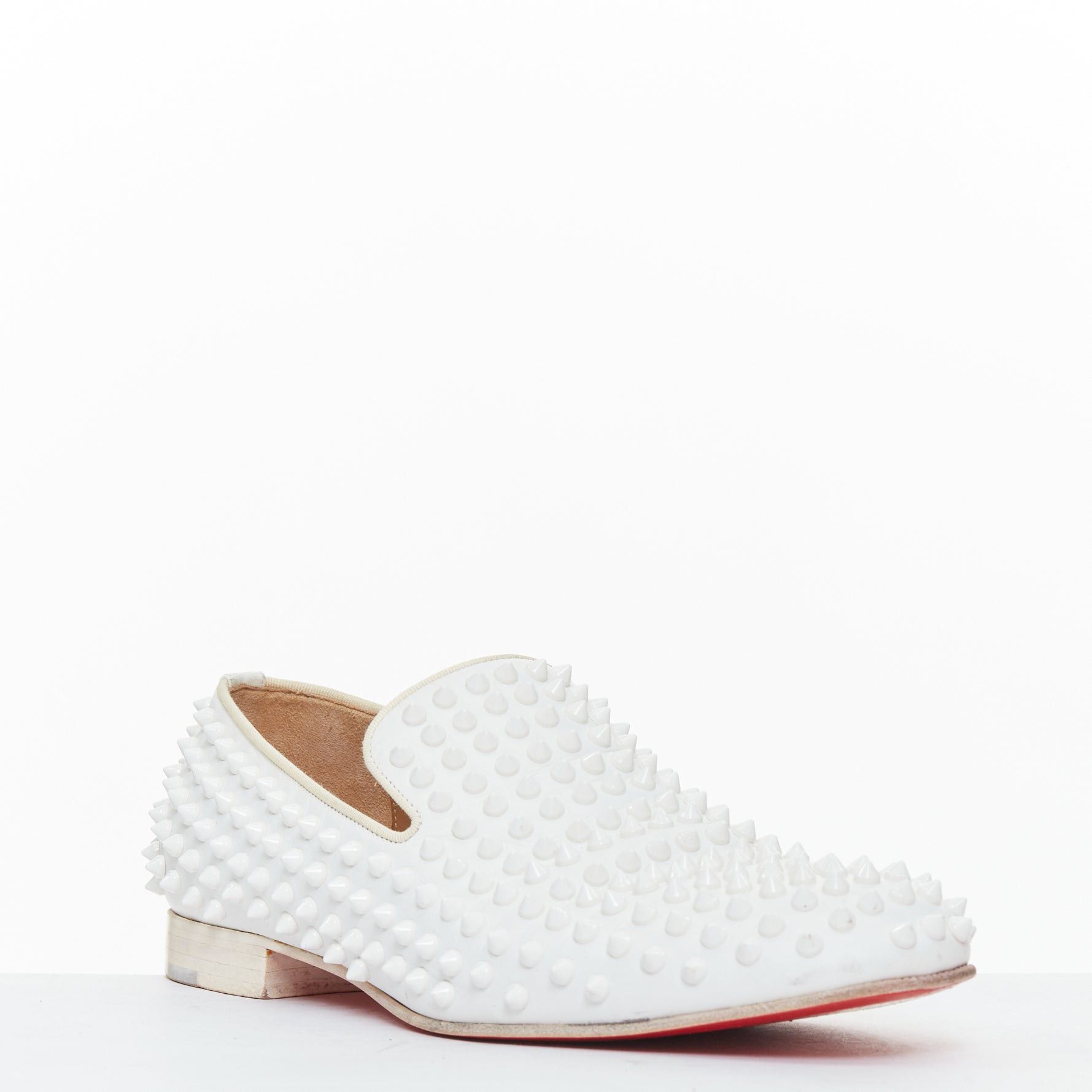 Christian Louboutin CHRISTIAN LOUBOUTIN Dandelion white leather spike stud loafer shoes EU40.5 Size US 7.5 / EU 40-41 - 3 Thumbnail