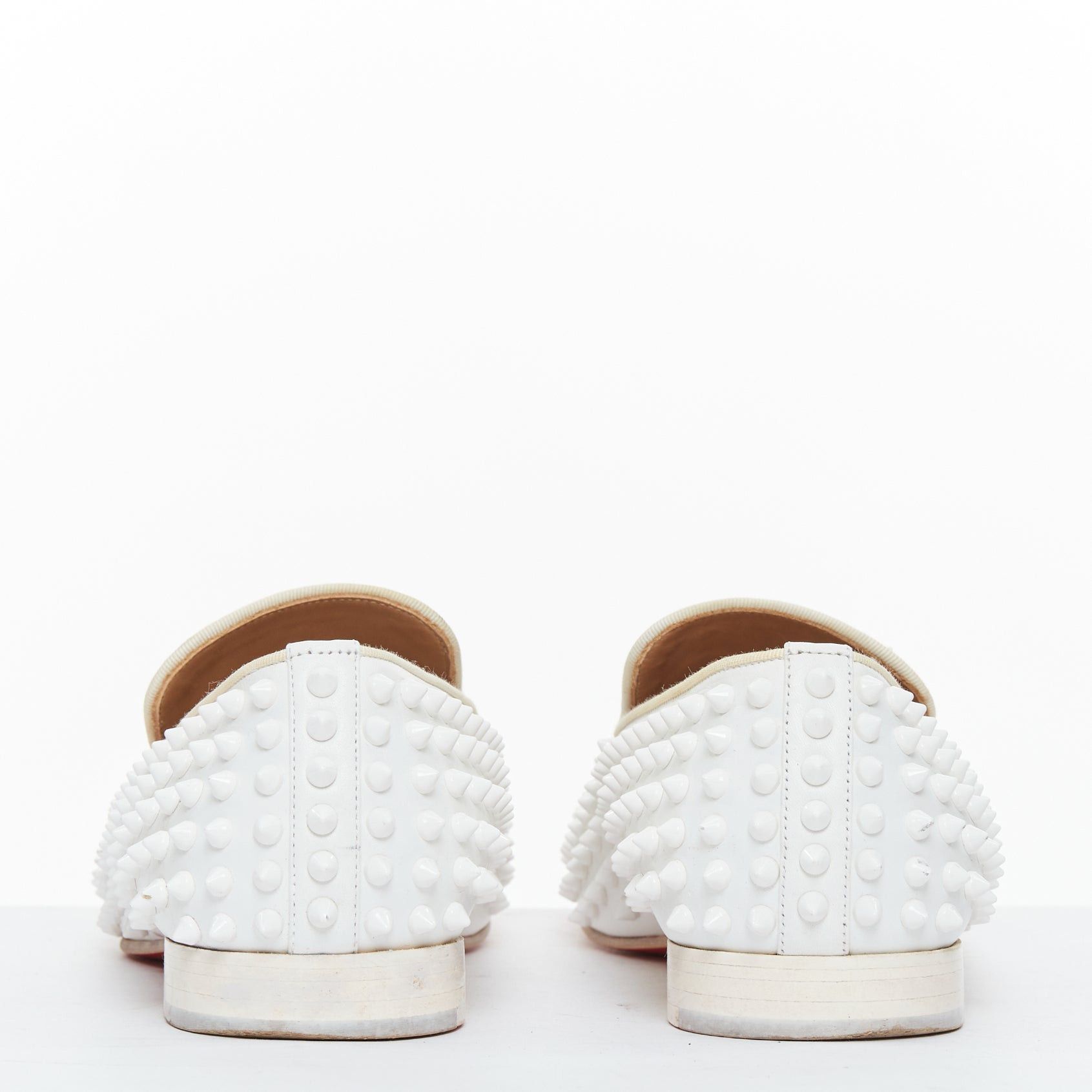 Christian Louboutin CHRISTIAN LOUBOUTIN Dandelion white leather spike stud loafer shoes EU40.5 Size US 7.5 / EU 40-41 - 5 Thumbnail