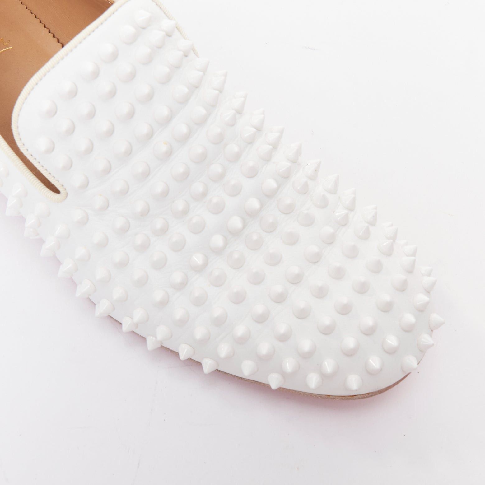 Christian Louboutin CHRISTIAN LOUBOUTIN Dandelion white leather spike stud loafer shoes EU40.5 Size US 7.5 / EU 40-41 - 7 Thumbnail