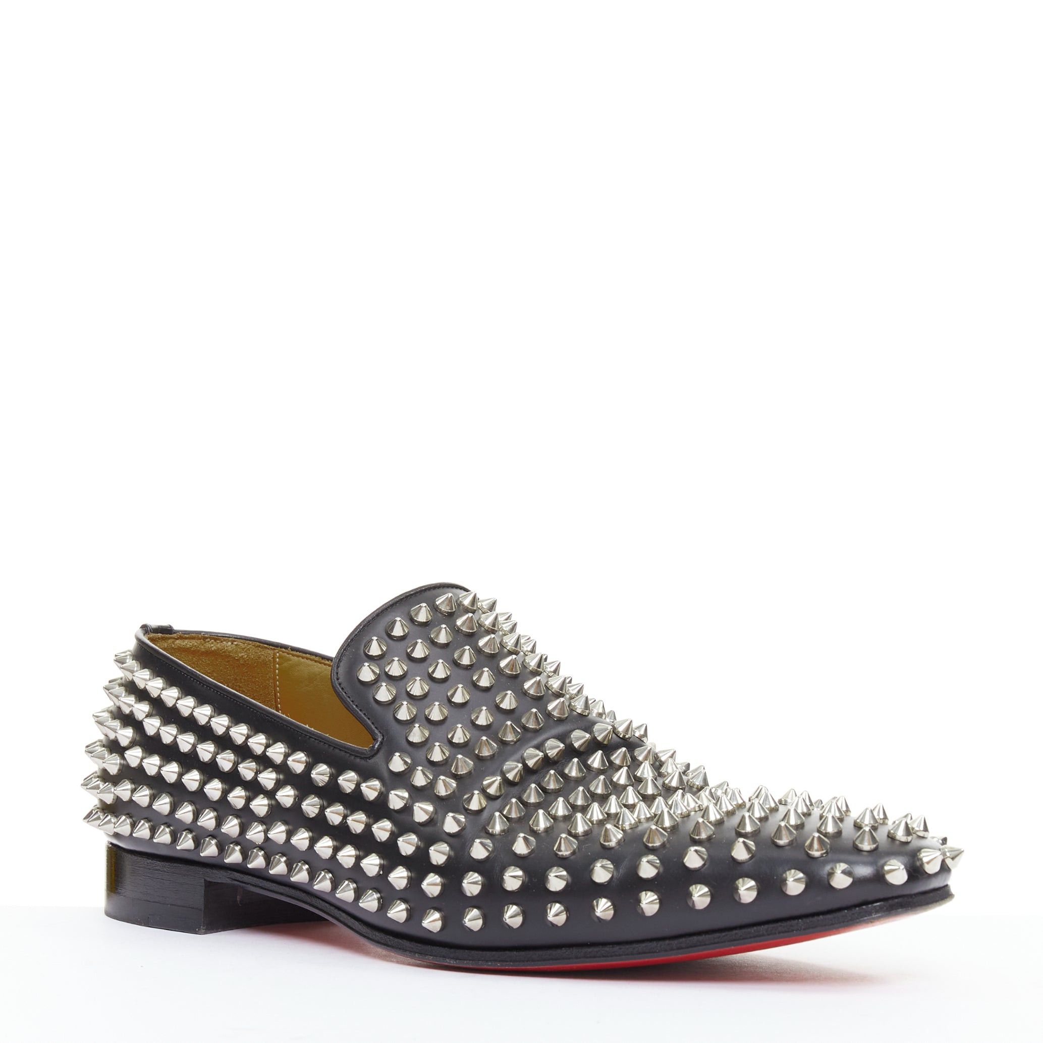 Christian Louboutin CHRISTIAN LOUBOUTIN Rollerboy black silver leather spike stud loafers EU40.5 Size US 7.5 / EU 40-41 - 3 Thumbnail