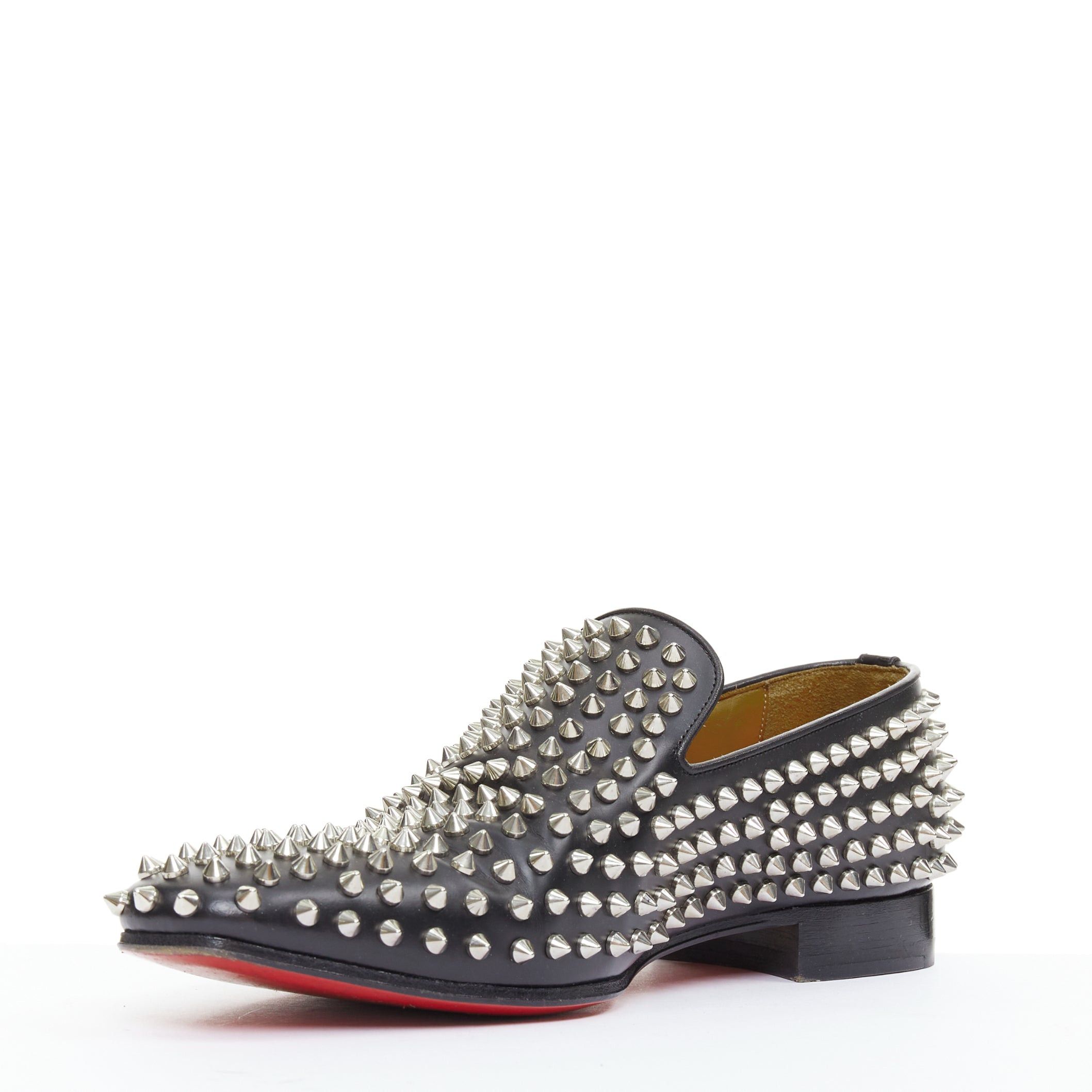 Christian Louboutin CHRISTIAN LOUBOUTIN Rollerboy black silver leather spike stud loafers EU40.5 Size US 7.5 / EU 40-41 - 4 Thumbnail