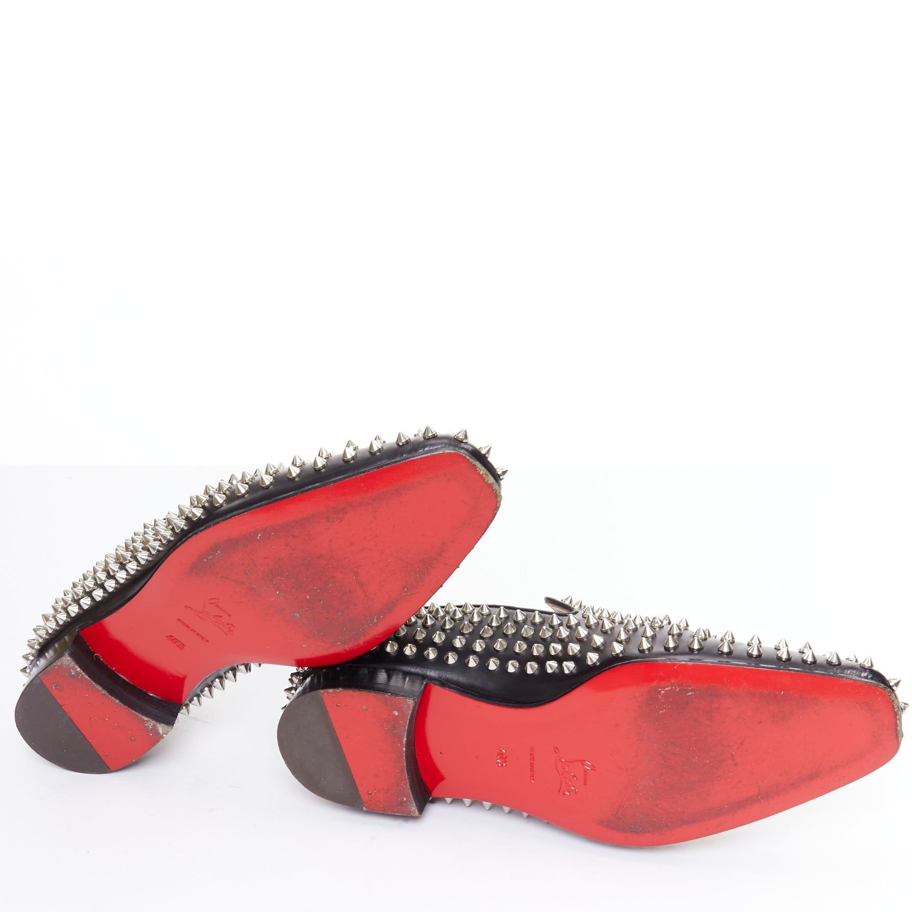 Christian Louboutin CHRISTIAN LOUBOUTIN Rollerboy black silver leather spike stud loafers EU40.5 Size US 7.5 / EU 40-41 - 11 Thumbnail