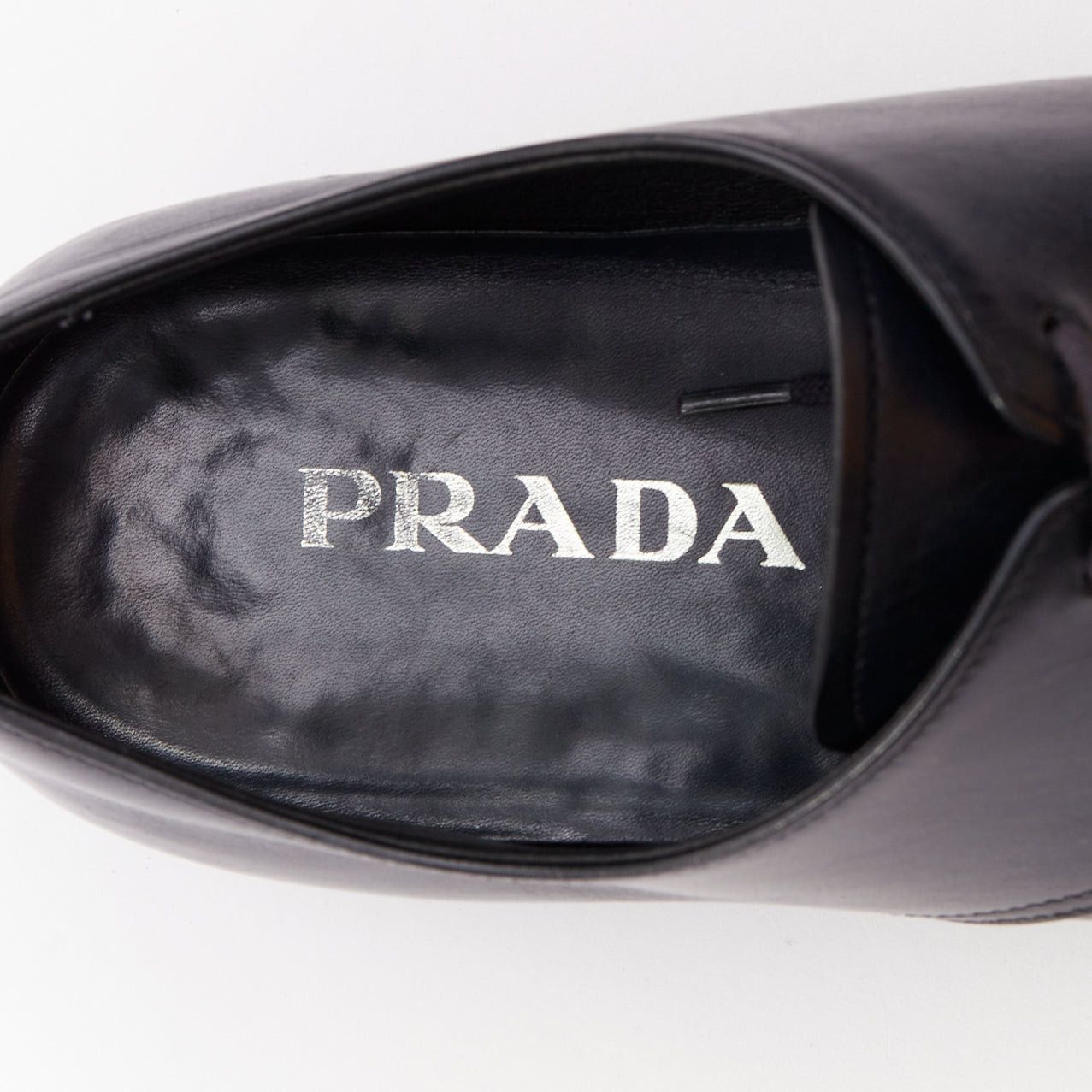 Prada PRADA black leather square toe lace brogue shoes UK6.5 EU40.5 Size US 7.5 / EU 40-41 - 9 Thumbnail