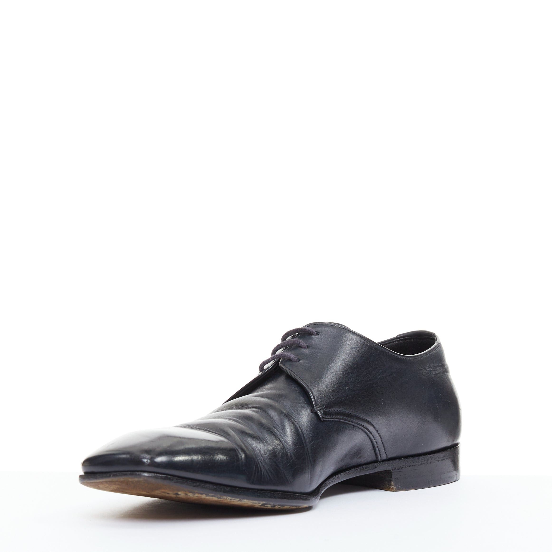 Prada PRADA black leather square toe lace brogue shoes UK6.5 EU40.5 Size US 7.5 / EU 40-41 - 4 Thumbnail