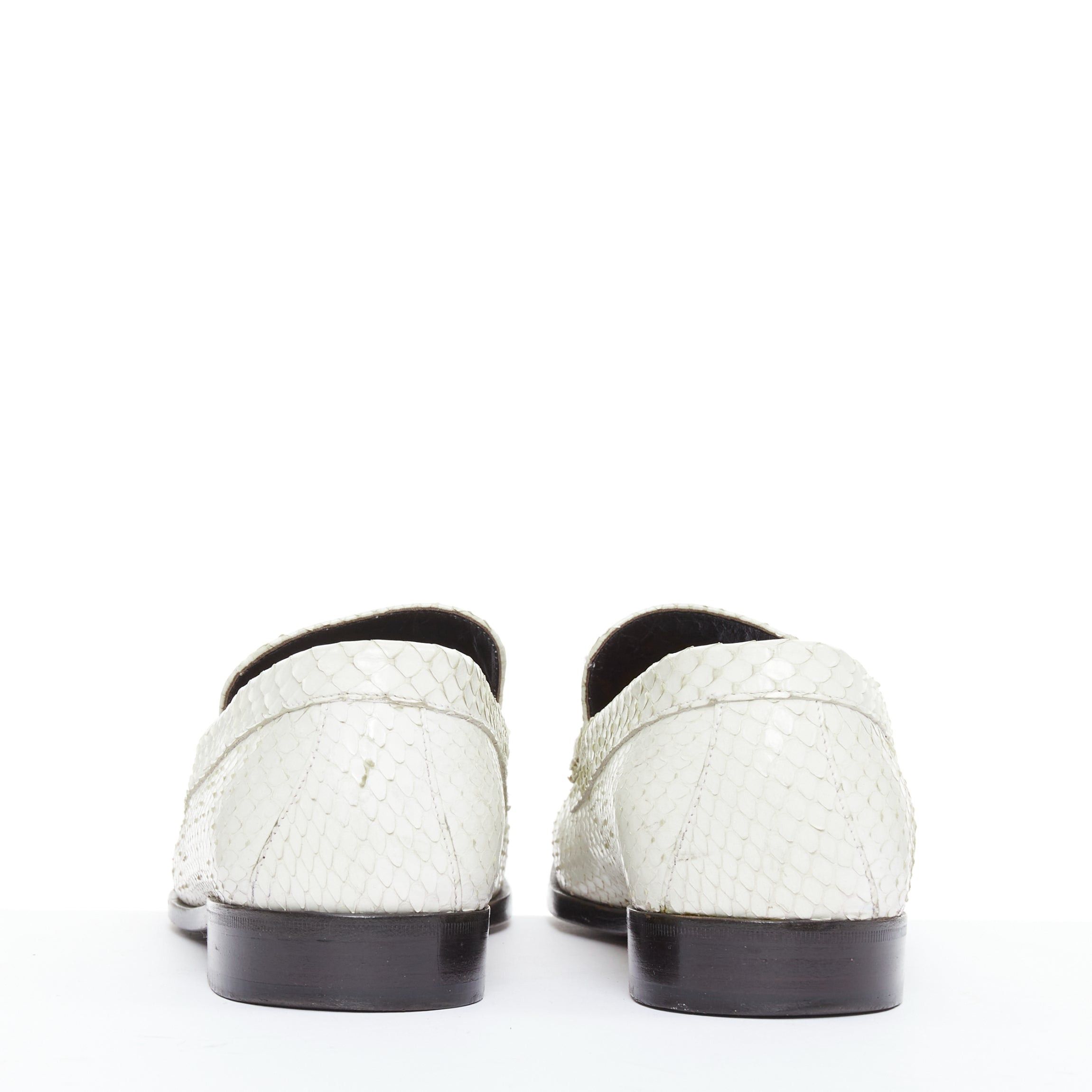 Dolce & Gabbana DOLCE GABBANA Vintage white scaled leather piped loafer shoes UK6 EU40 Size US 7 / EU 40 - 5 Thumbnail
