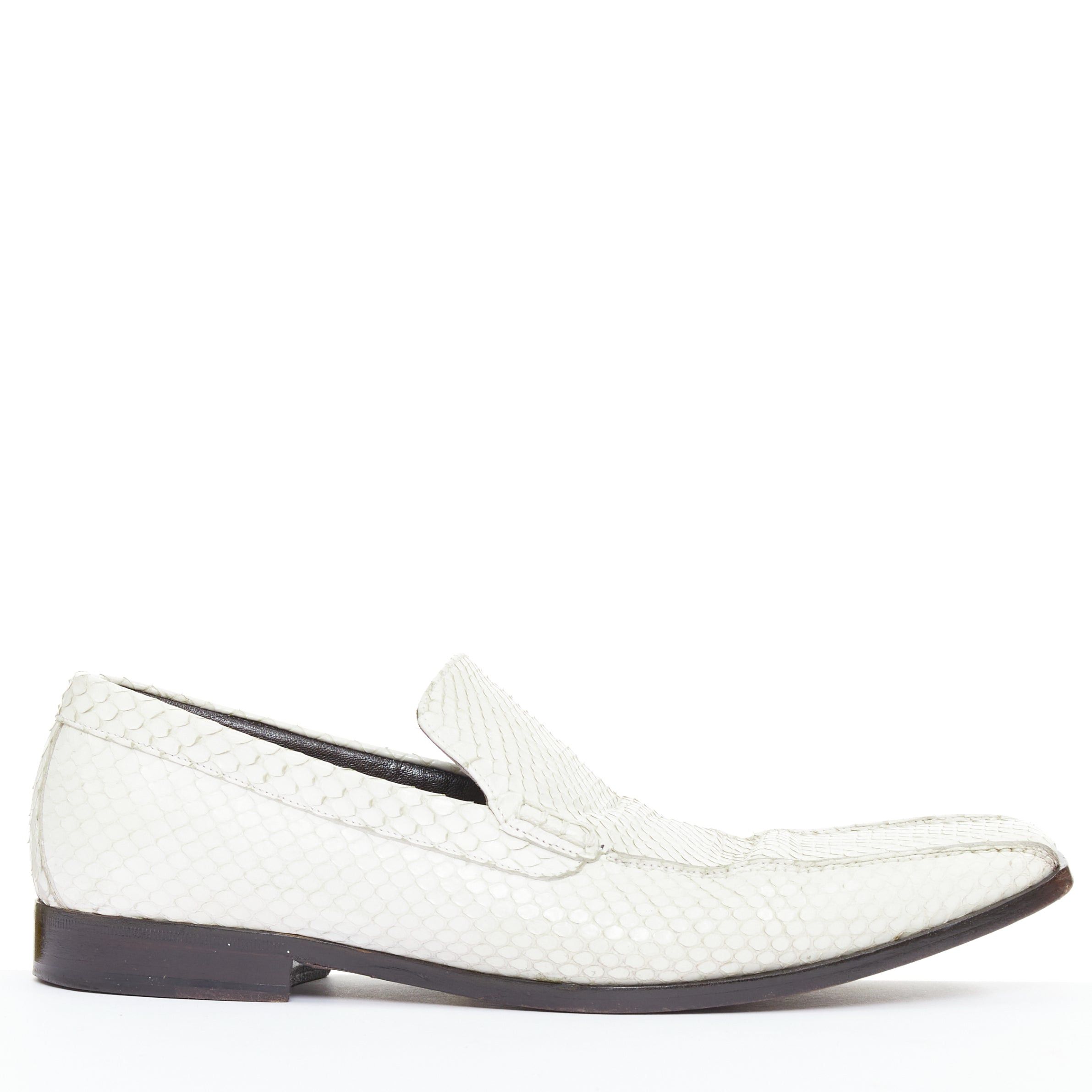 Dolce & Gabbana DOLCE GABBANA Vintage white scaled leather piped loafer shoes UK6 EU40 Size US 7 / EU 40 - 2 Thumbnail