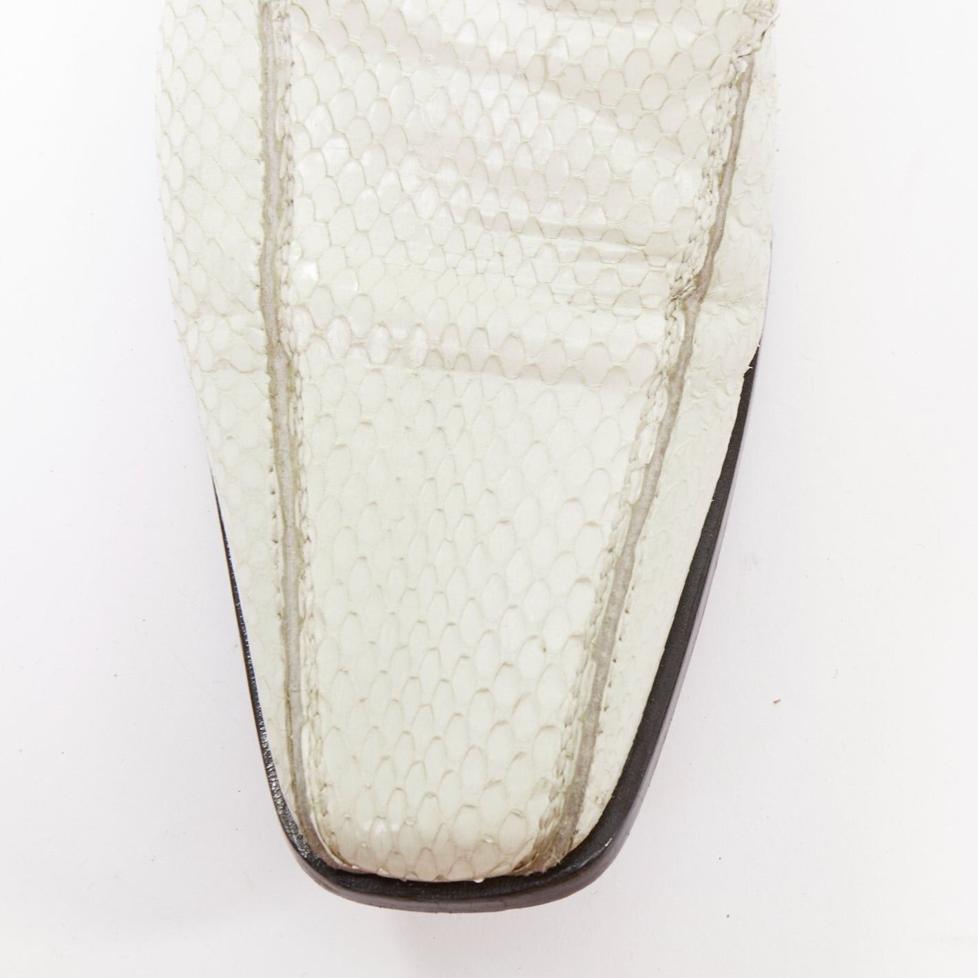 Dolce & Gabbana DOLCE GABBANA Vintage white scaled leather piped loafer shoes UK6 EU40 Size US 7 / EU 40 - 6 Thumbnail