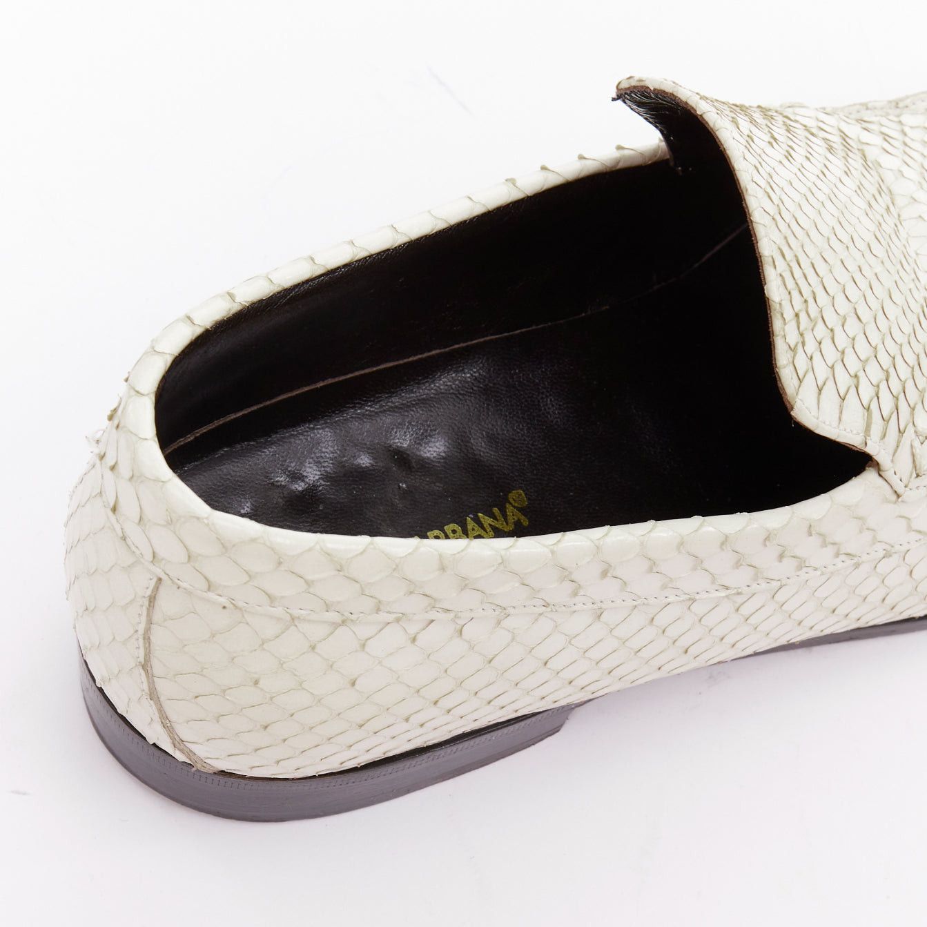Dolce & Gabbana DOLCE GABBANA Vintage white scaled leather piped loafer shoes UK6 EU40 Size US 7 / EU 40 - 8 Thumbnail