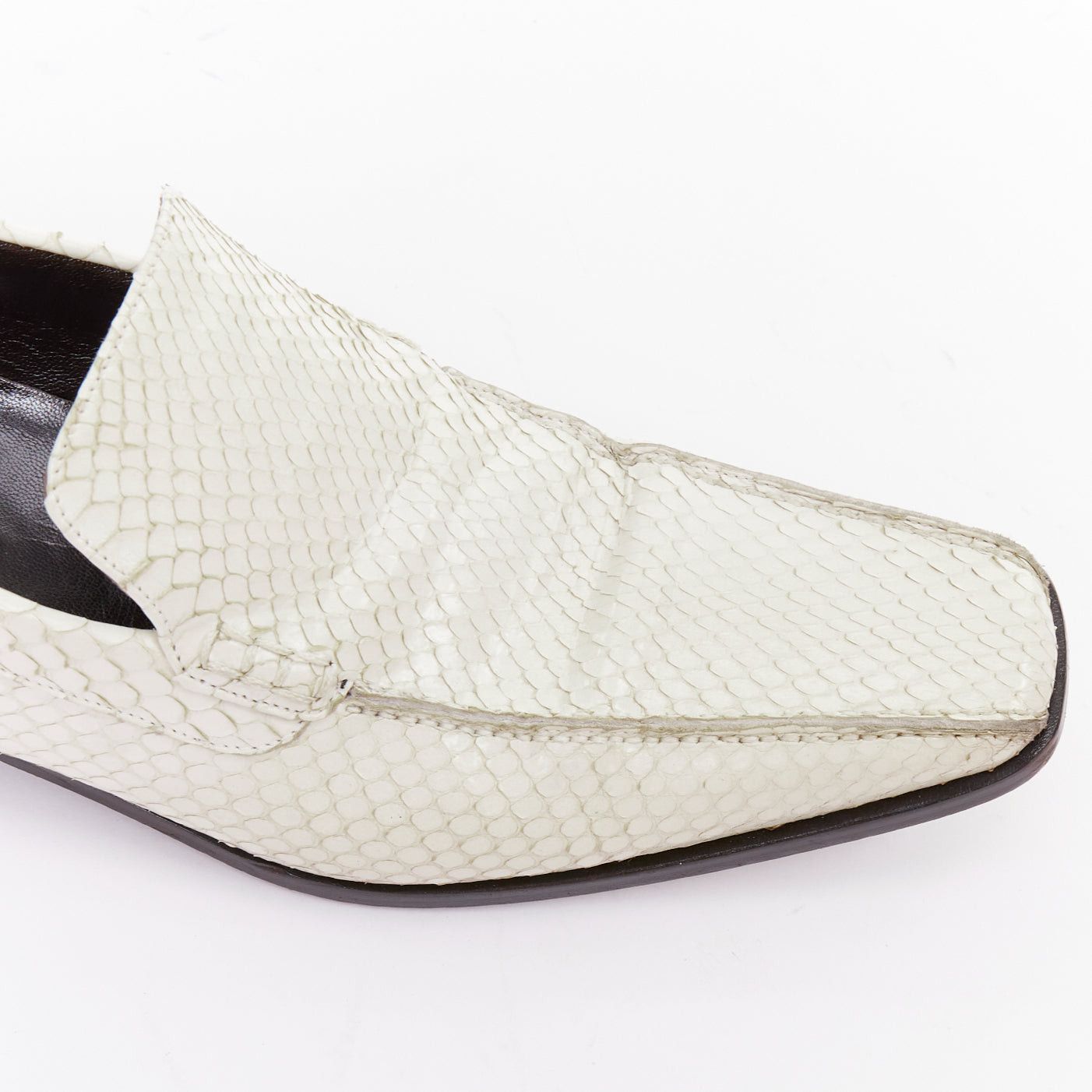 Dolce & Gabbana DOLCE GABBANA Vintage white scaled leather piped loafer shoes UK6 EU40 Size US 7 / EU 40 - 7 Thumbnail
