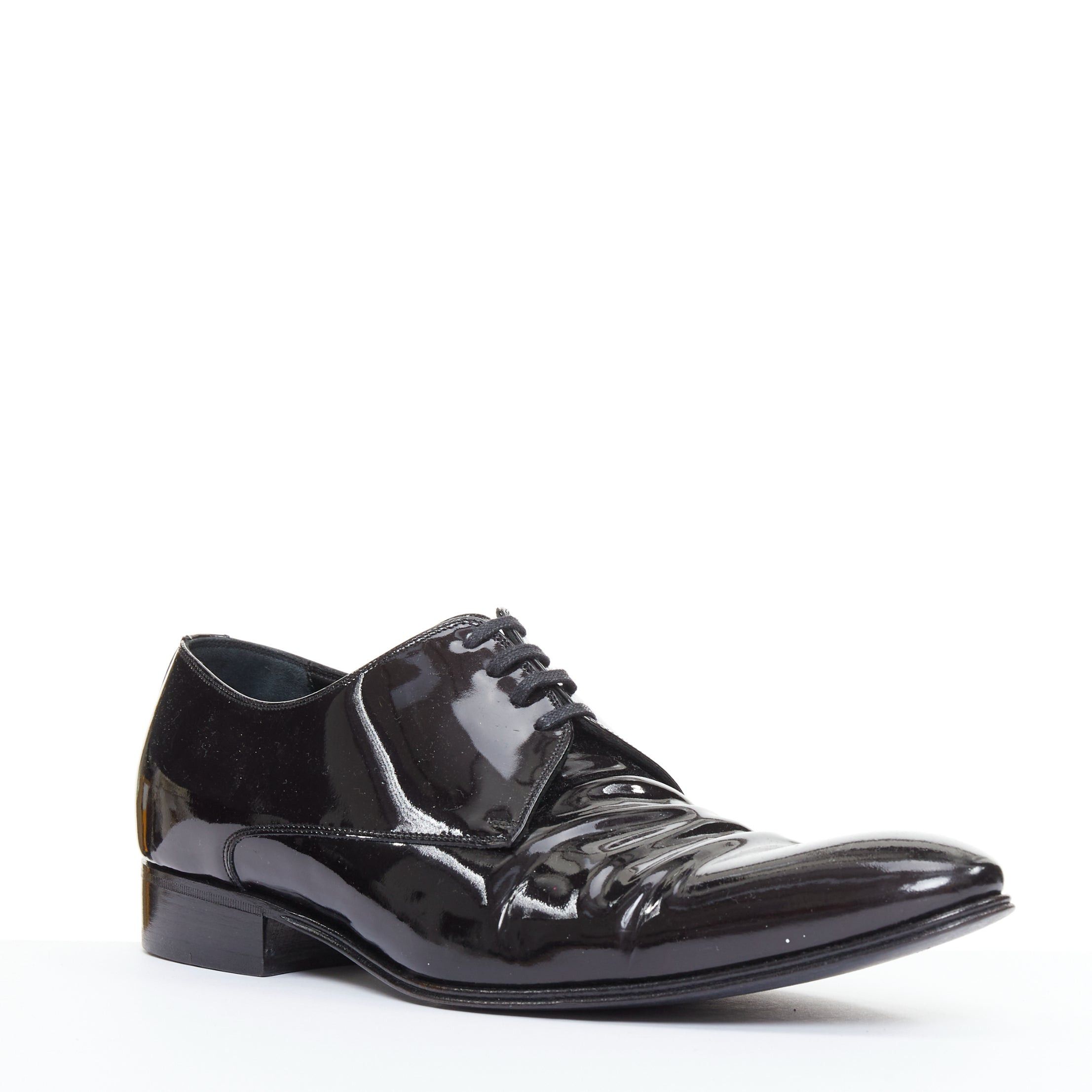 Dior DIOR HOMME black patent leather lace up classic brogue dress shoes EU40.5 Size US 7.5 / EU 40-41 - 3 Thumbnail