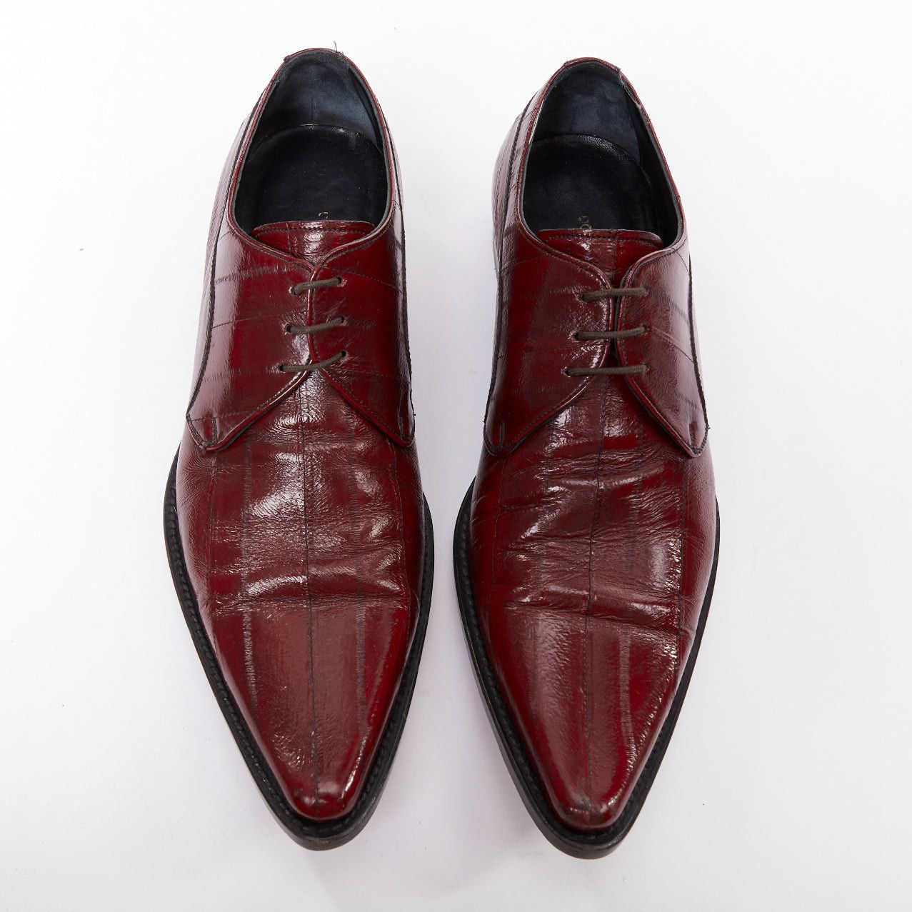 Dolce & Gabbana DOLCE GABBANA burgundy leather curled toe brogue shoes UK6 EU40 Size US 7 / EU 40 - 2 Thumbnail